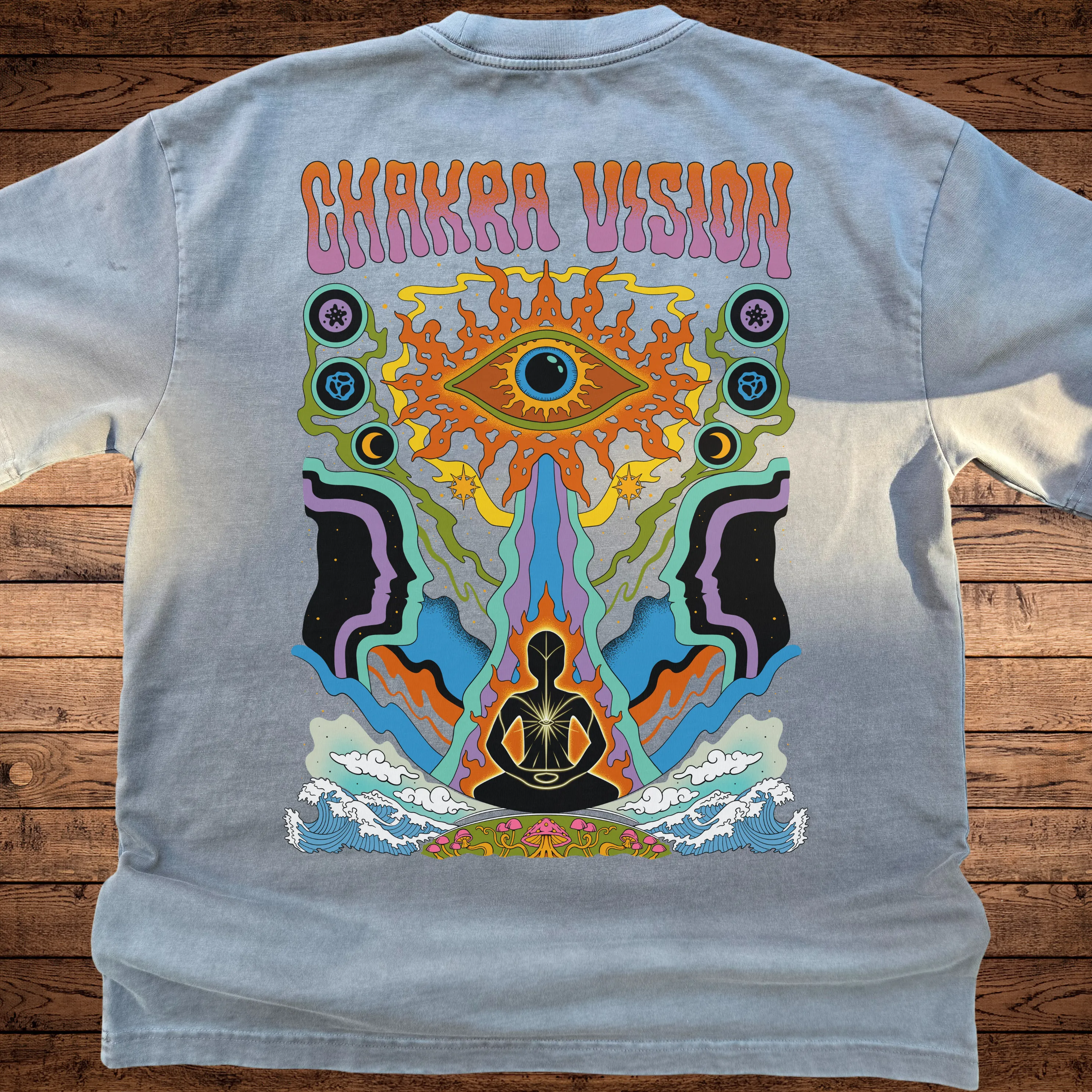 Chakra Vision - Ultra-Heavyweight Vintage Washed Oversized T-Shirt - 300 GSM (Back design) sold by Phantasmagorical product image thumbnail 3
