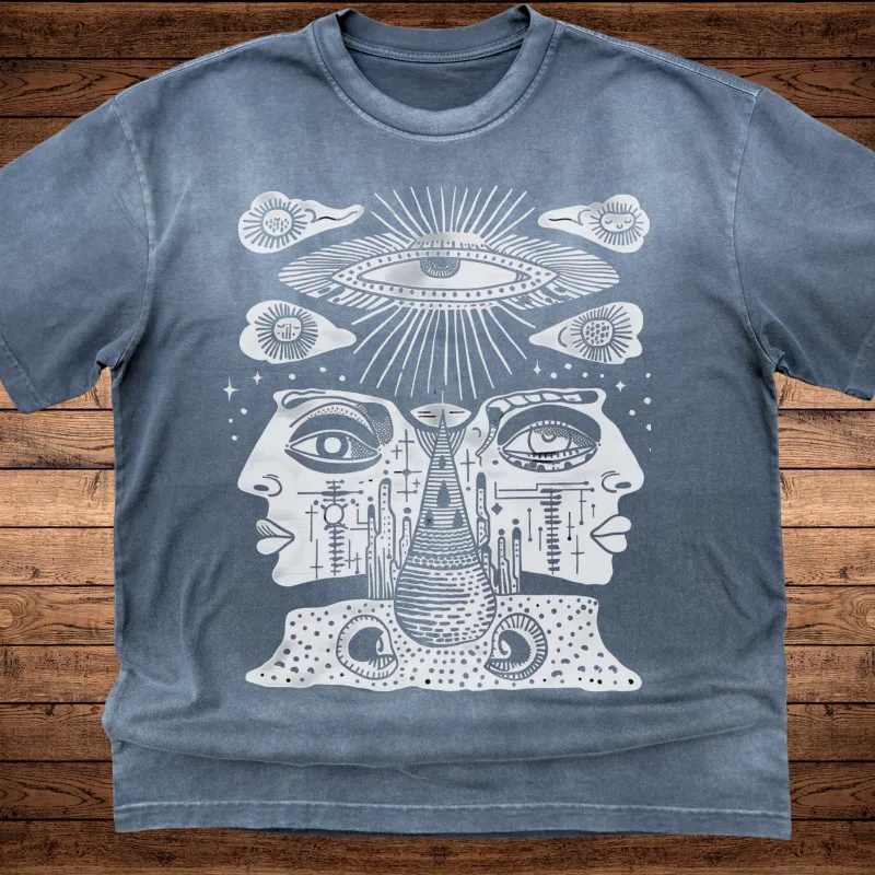 Celestial Vision - Ultra-Heavyweight Vintage Washed Oversized T-Shirt - 300 GSM sold by Phantasmagorical