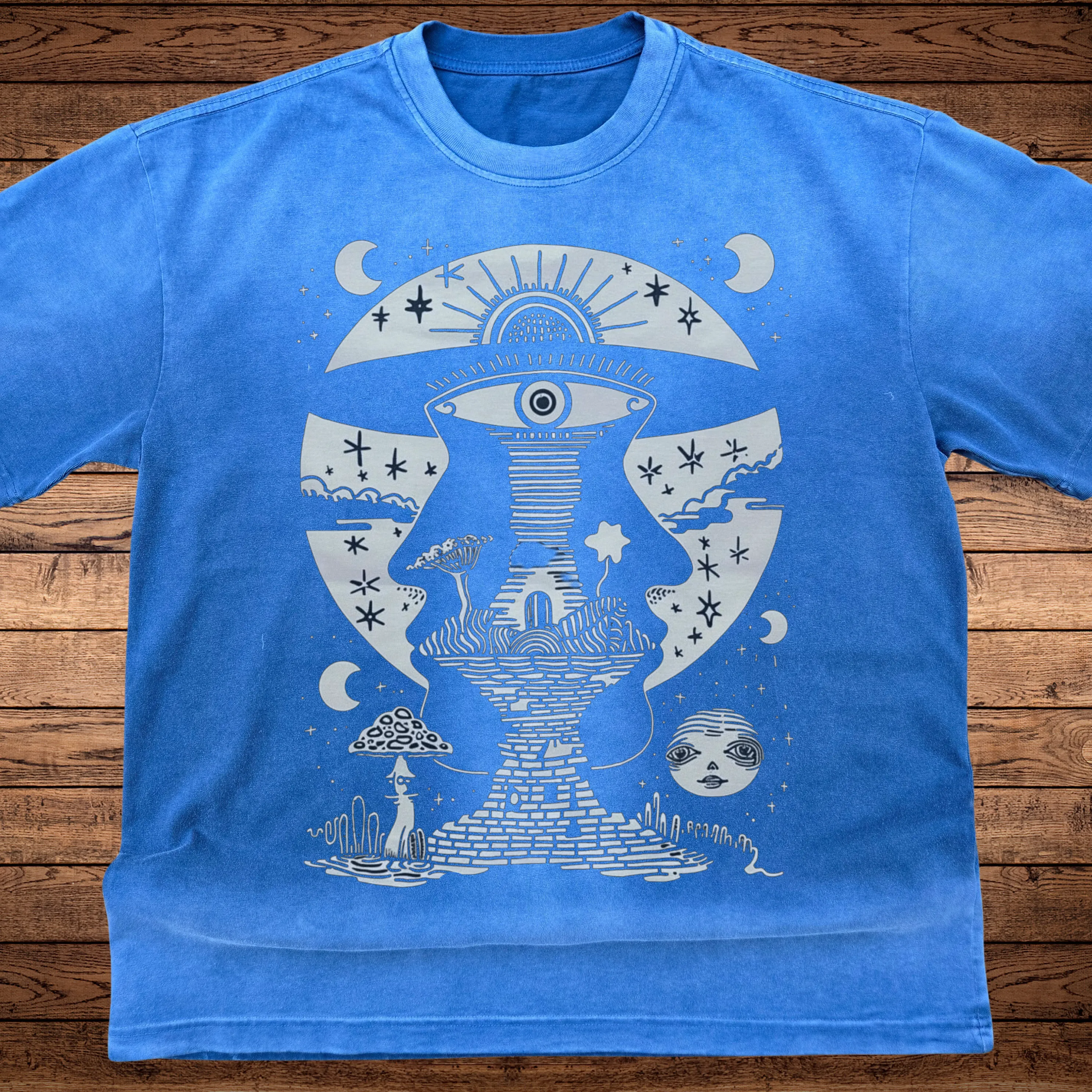 Lunar Enigma - Ultra-Heavyweight Vintage Washed Oversized T-Shirt - 300 GSM sold by Phantasmagorical