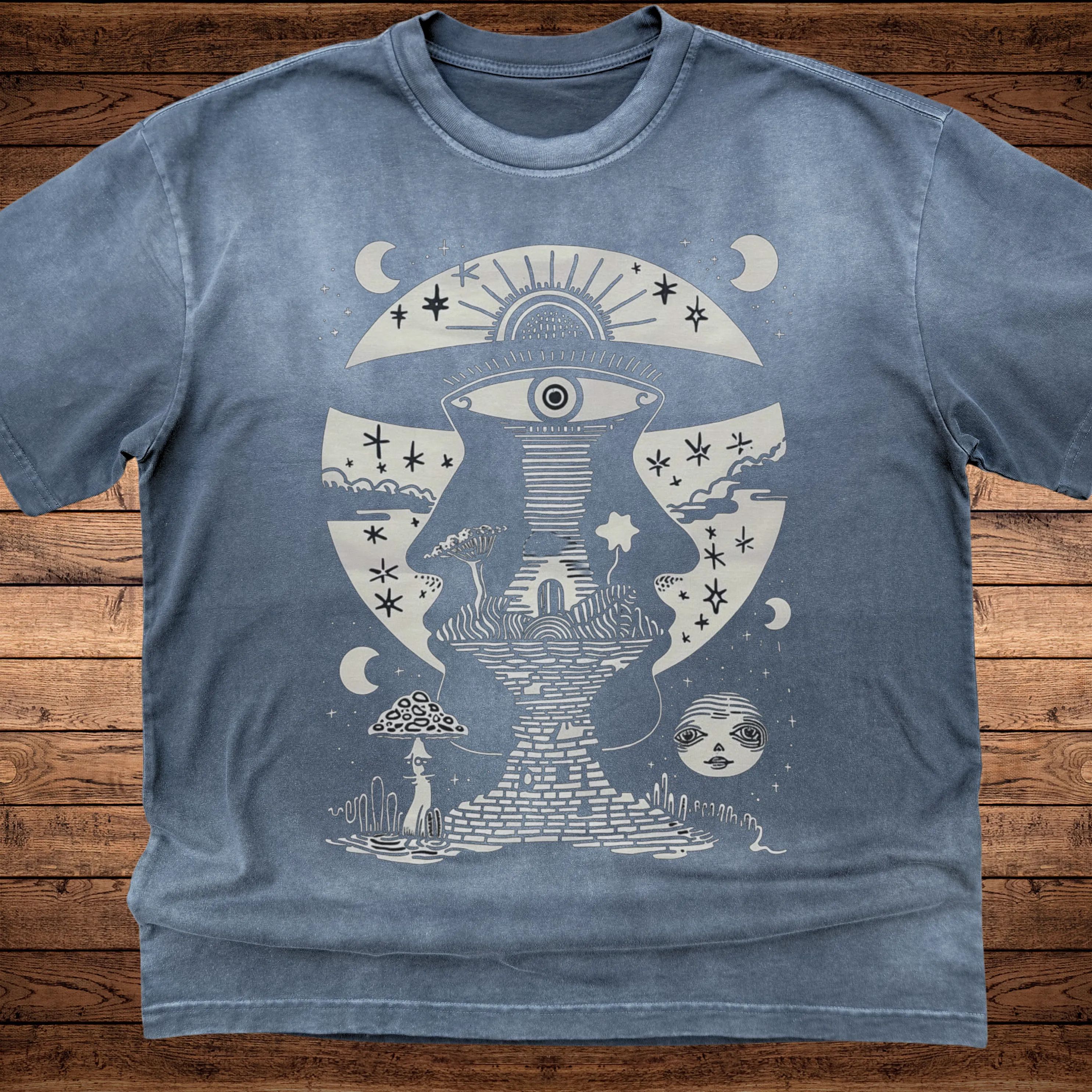 Lunar Enigma - Ultra-Heavyweight Vintage Washed Oversized T-Shirt - 300 GSM sold by Phantasmagorical product image thumbnail 2