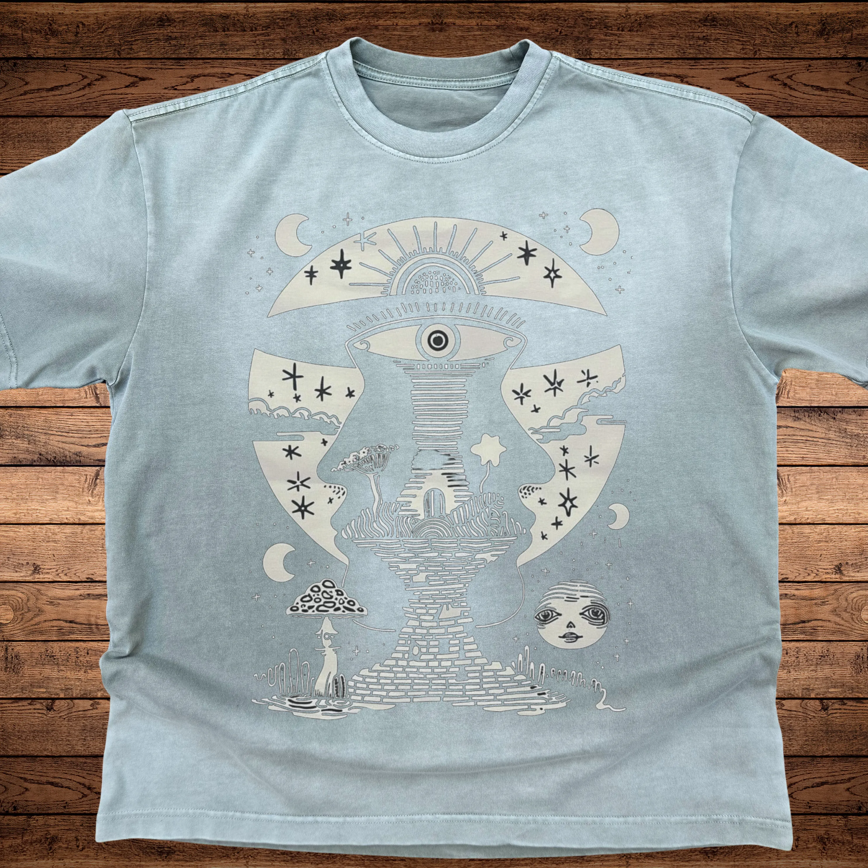 Lunar Enigma - Ultra-Heavyweight Vintage Washed Oversized T-Shirt - 300 GSM sold by Phantasmagorical product image thumbnail 3