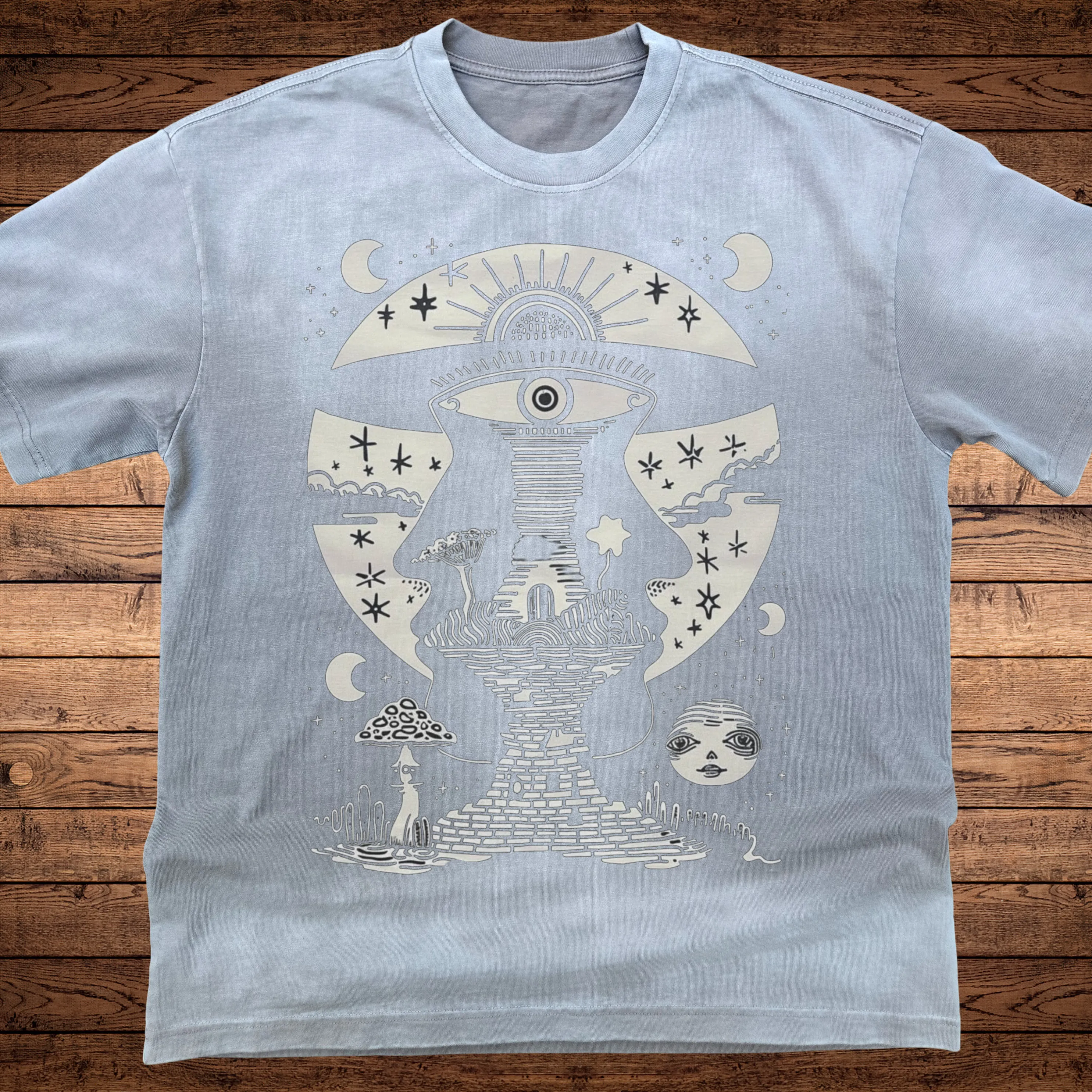 Lunar Enigma - Ultra-Heavyweight Vintage Washed Oversized T-Shirt - 300 GSM sold by Phantasmagorical product image thumbnail 4