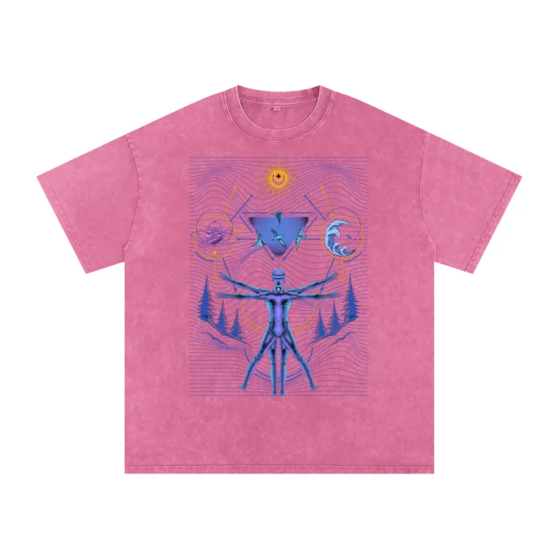 Interconnected - Vintage Snow Washed Oversized Cotton T-Shirt sold by Phantasmagorical