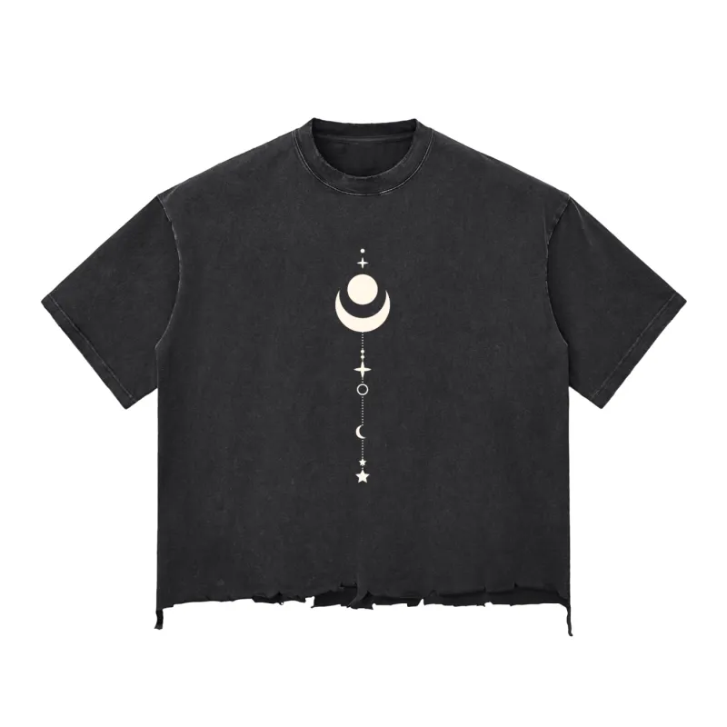 Existential - Snow Wash Raw-Hem Boxy Ultra-Heavyweight T-shirt (NEW) made by Phantasmagorical