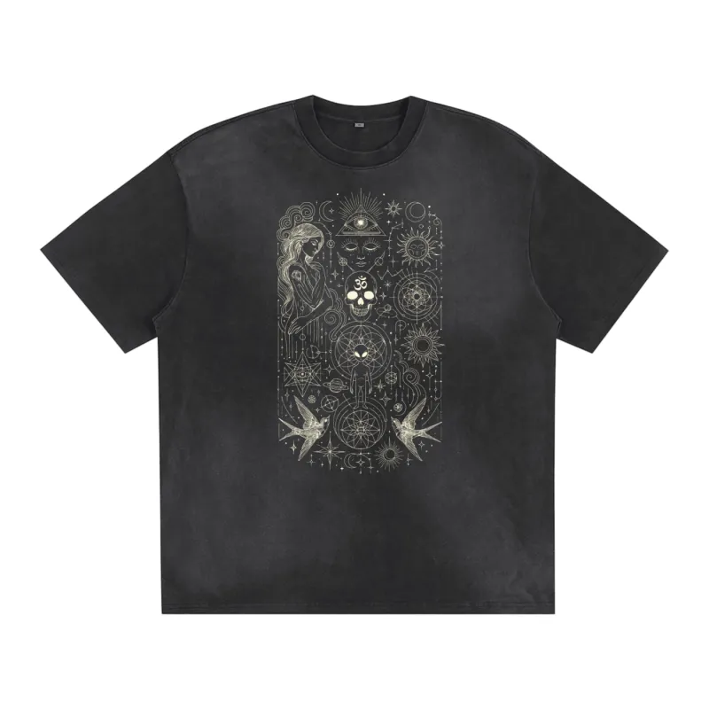 Ethereal Muse - Unisex Sunfaded Loose Fit Heavyweight T-Shirt made by Phantasmagorical