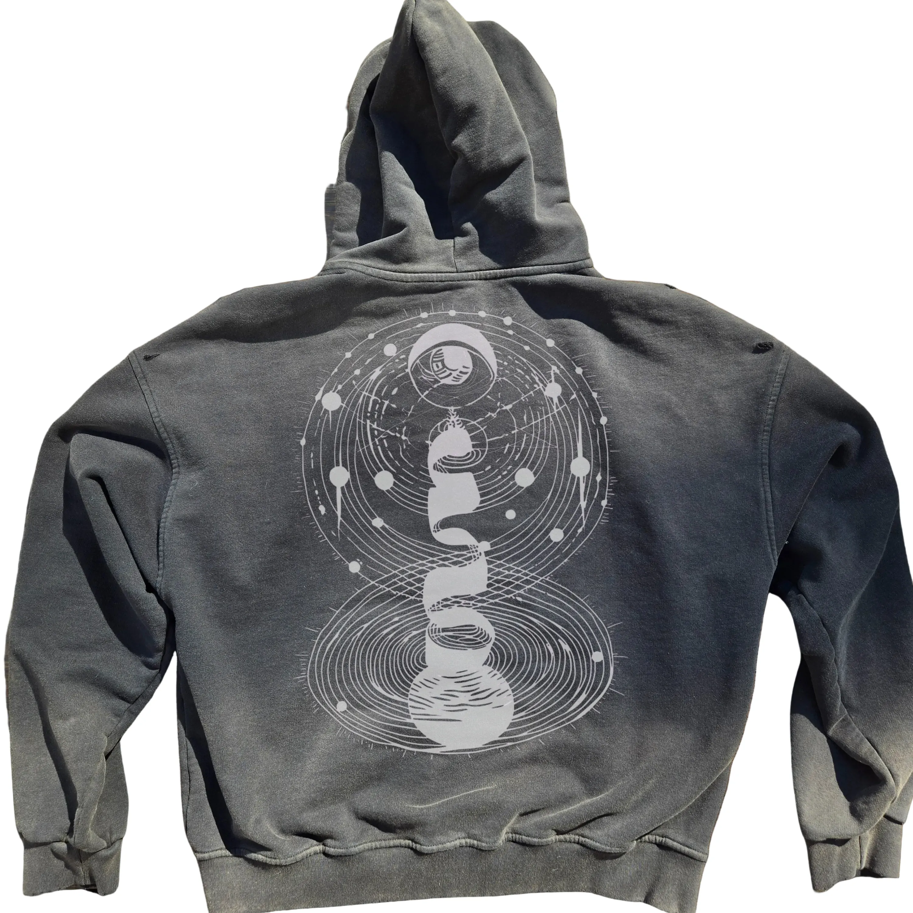 Cosmic Connection - Ultra Heavyweight Post-Apocalyptic Aesthetic Hand-Frayed Monkey Washed Zip Hoodie sold by Phantasmagorical product image thumbnail 3