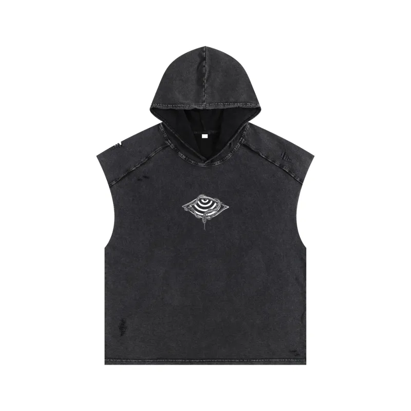 Embrace The Chaos - Snow Washed Boxy Hooded Tank Top made by Phantasmagorical
