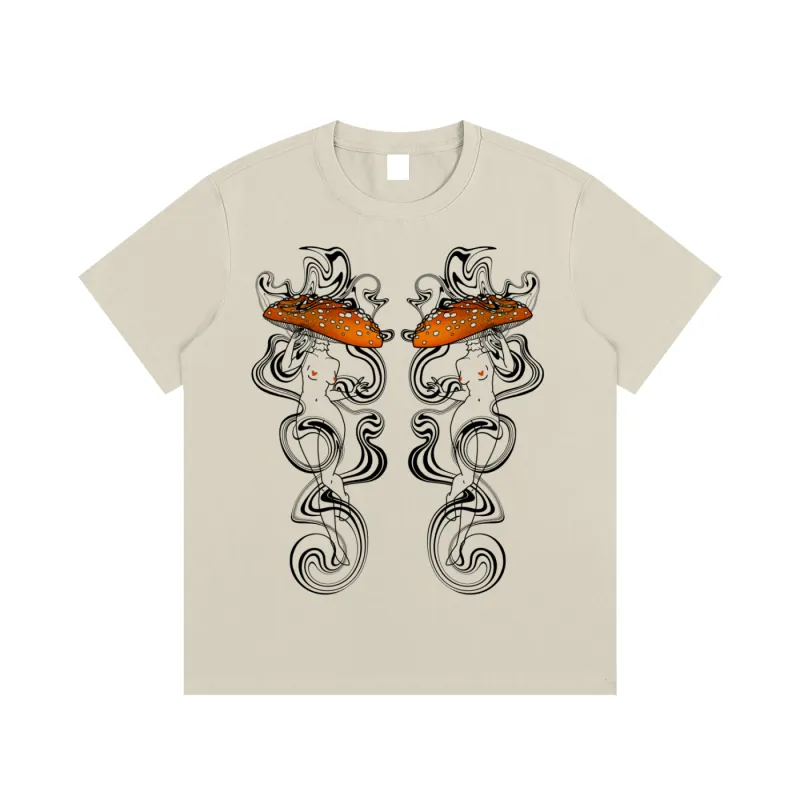 Mushroom Lady - Essential Cotton T-Shirt made by Phantasmagorical