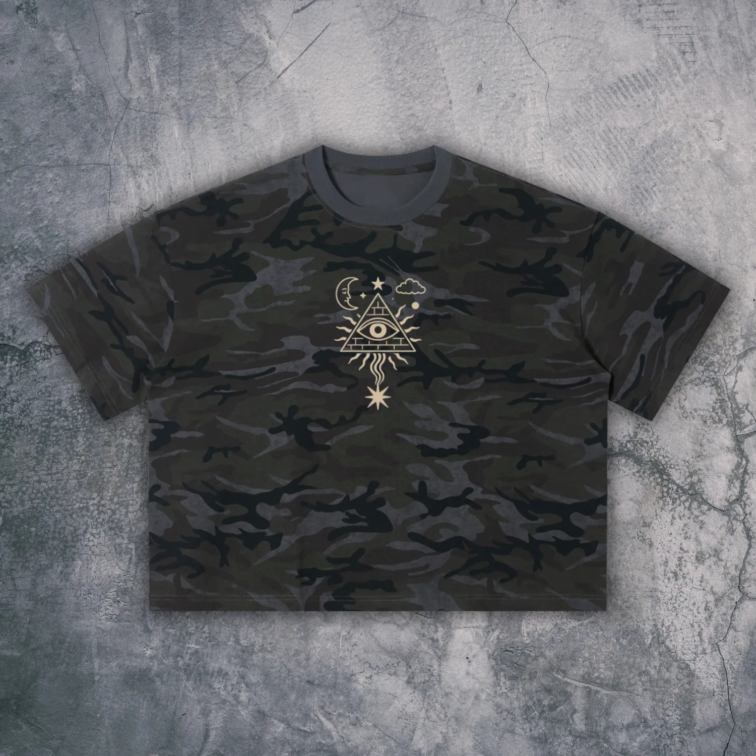 Mystic Signal - Unisex Camo Boxy T-Shirt (NEW) sold by Phantasmagorical product image thumbnail 4