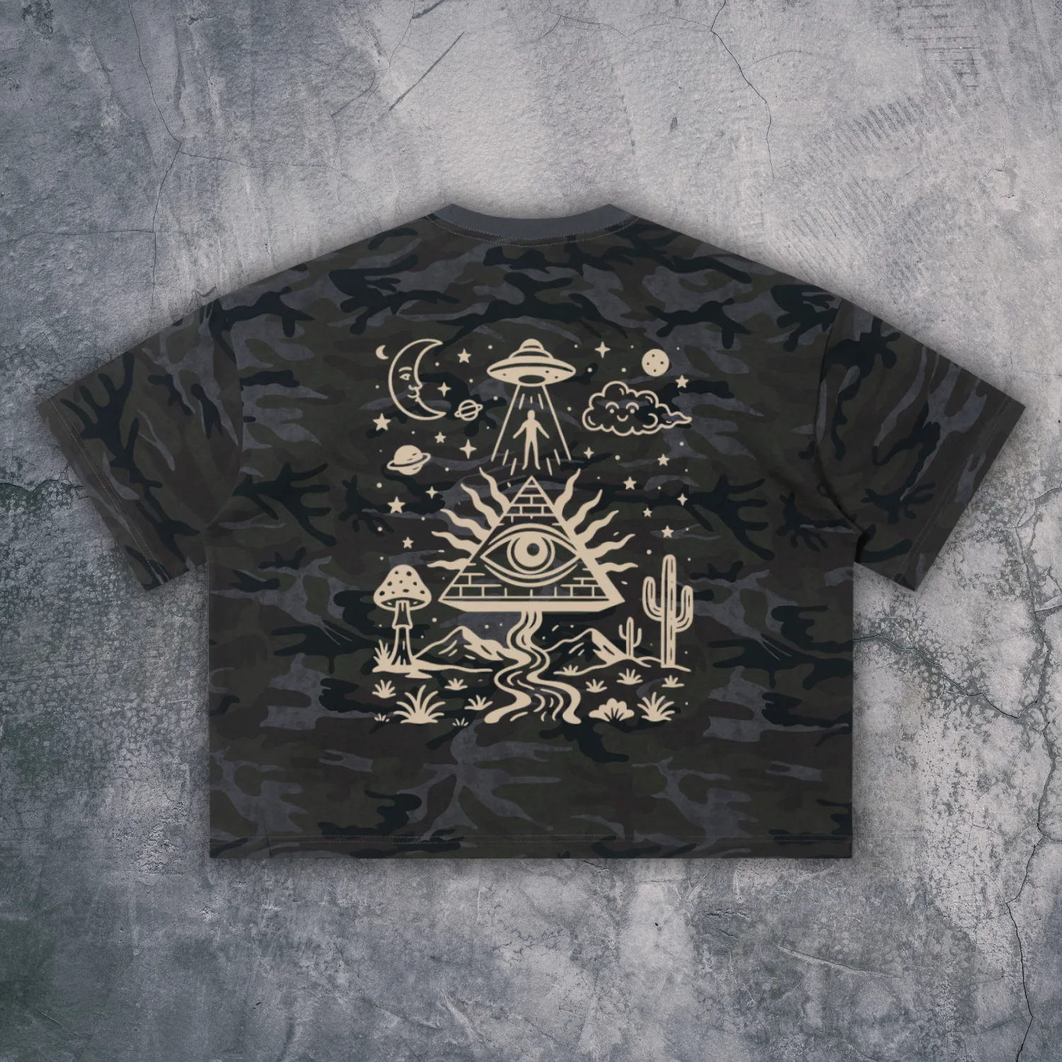Mystic Signal - Unisex Camo Boxy T-Shirt (NEW) sold by Phantasmagorical product image thumbnail 3