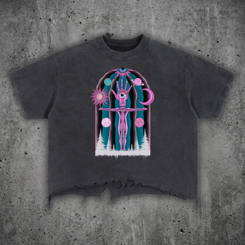 Dissolution of Ego - Vintage Wash Boxy Distressed Hem T-Shirt (NEW) made by Phantasmagorical