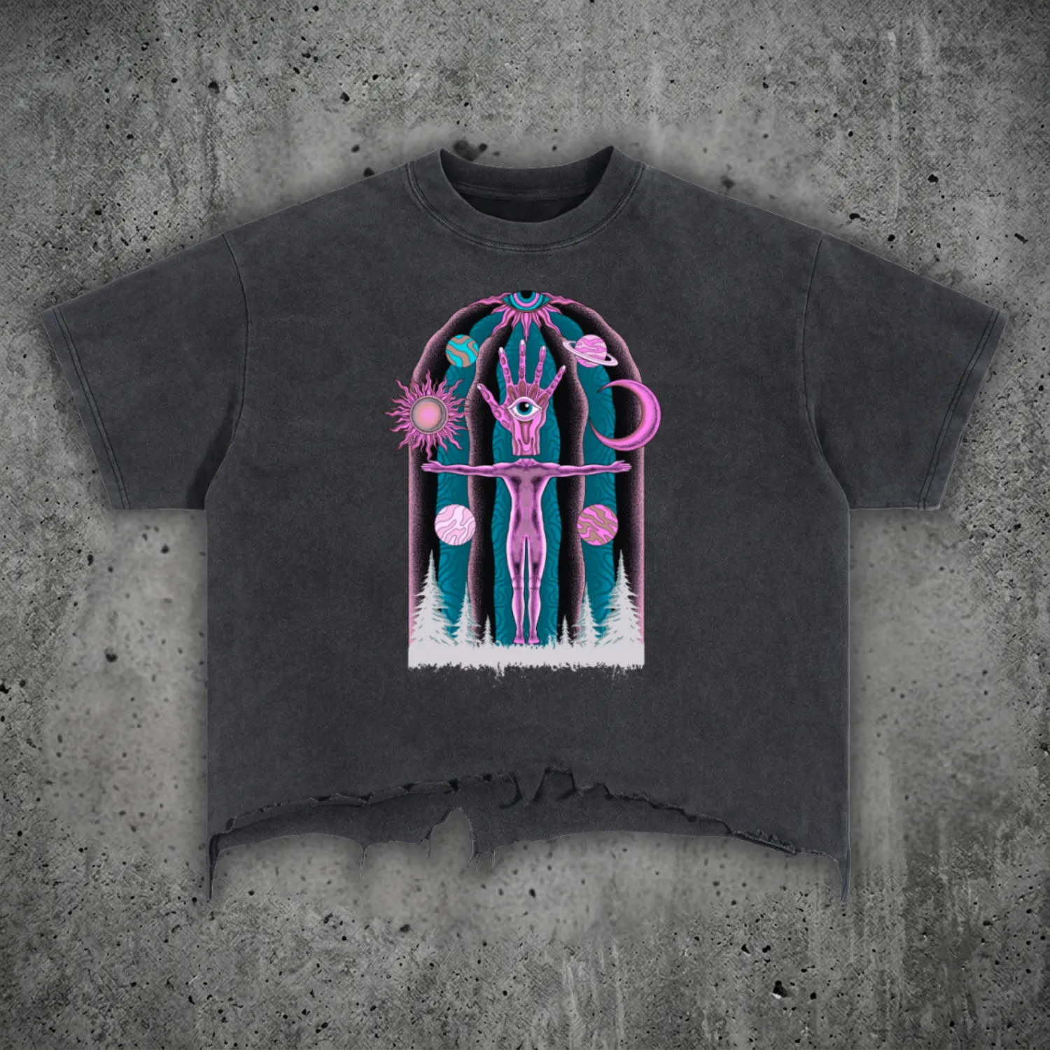 Dissolution of Ego - Vintage Wash Boxy Distressed Hem T-Shirt (NEW) sold by Phantasmagorical