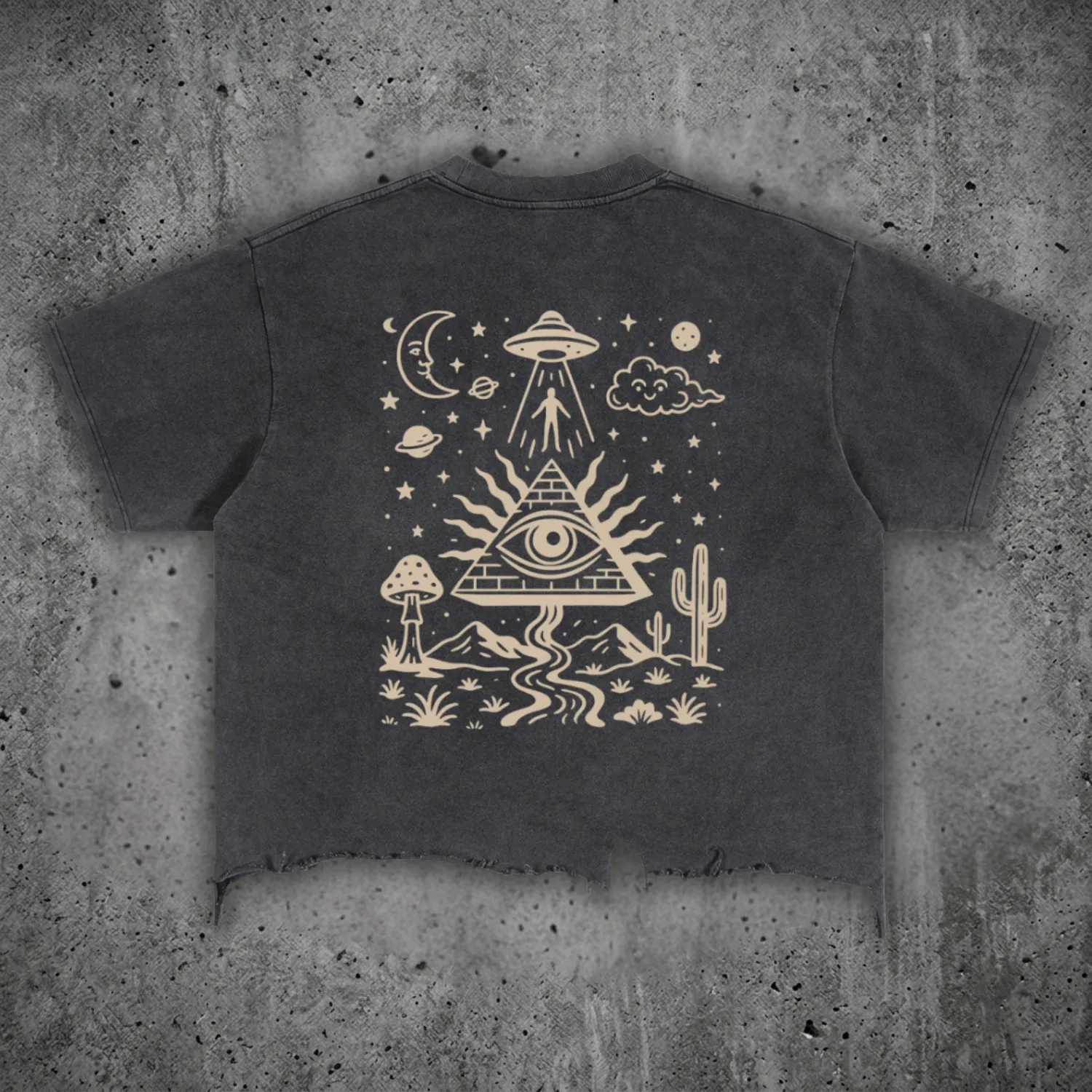 Mystic Signal - Vintage Wash Boxy Distressed Hem T-Shirt (NEW) sold by Phantasmagorical