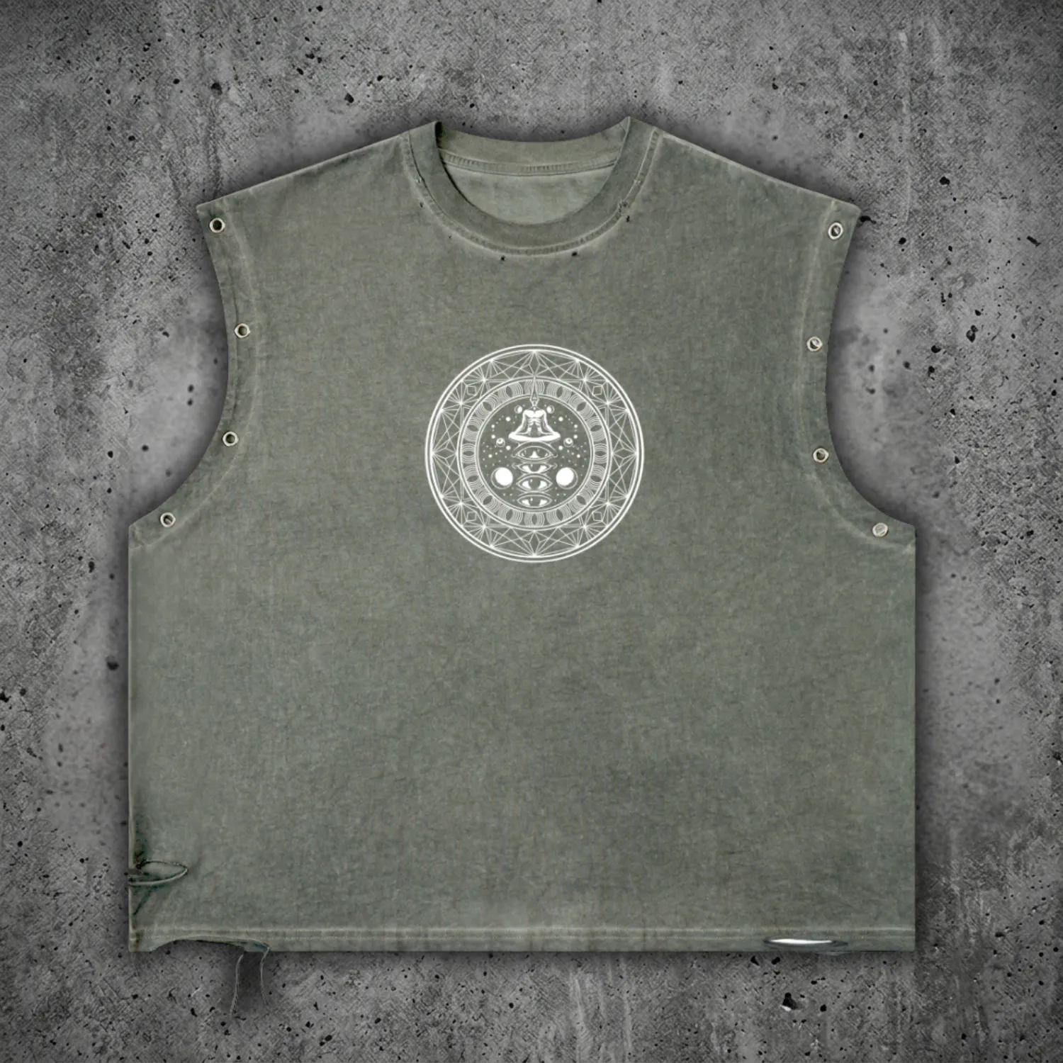 DMT.exe - Distressed Grommet Eyelet Heavyweight Tank Top (NEW) sold by Phantasmagorical