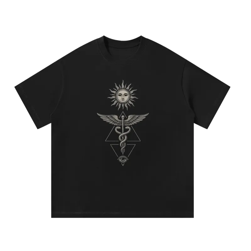 Inner Alchemy - Flat Black Oversized T-Shirt made by Phantasmagorical