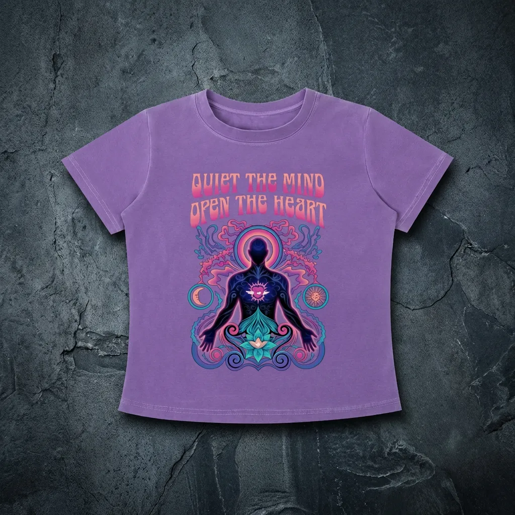 Quiet the Mind, Open the Heart - Women's Vintage Wash Slim Fit T-shirt (NEW) sold by Phantasmagorical product image thumbnail 2