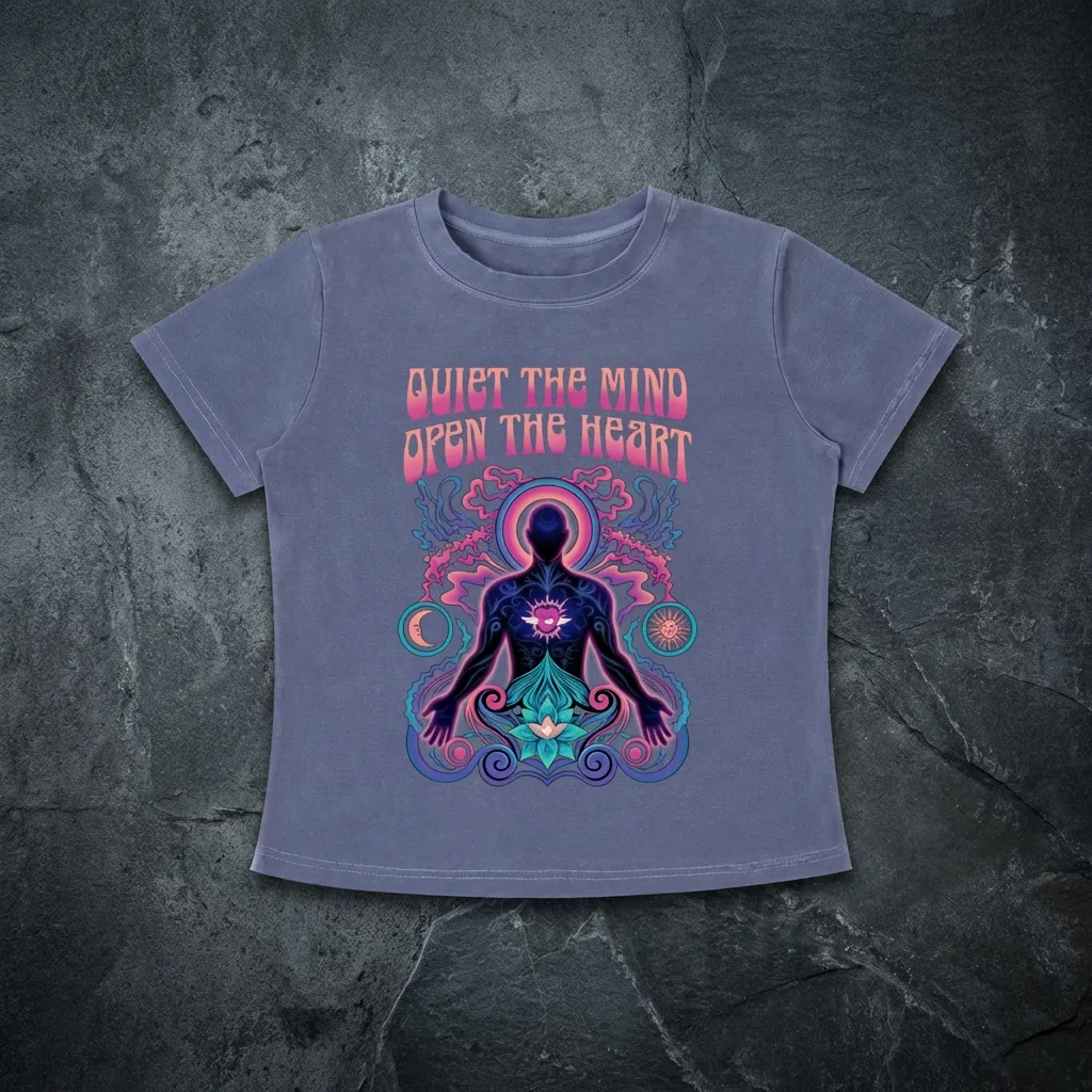 Quiet the Mind, Open the Heart - Women's Vintage Wash Slim Fit T-shirt (NEW) sold by Phantasmagorical product image thumbnail 4