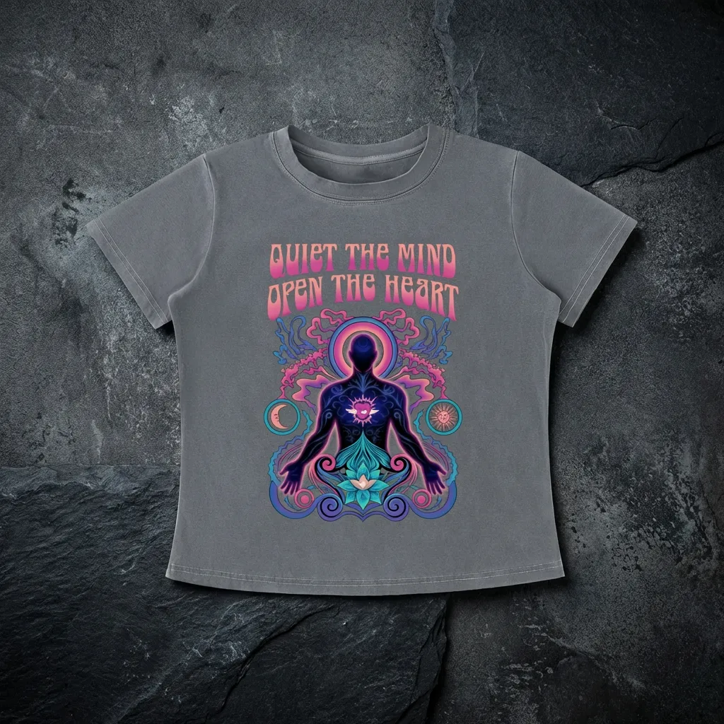 Quiet the Mind, Open the Heart - Women's Vintage Wash Slim Fit T-shirt (NEW) sold by Phantasmagorical product image thumbnail 3