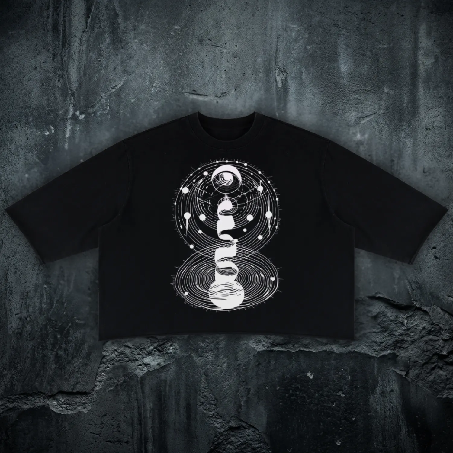 Cosmic Connection - Mineral Wash Raw-Hem DJ Cut Heavyweight Tee sold by Phantasmagorical