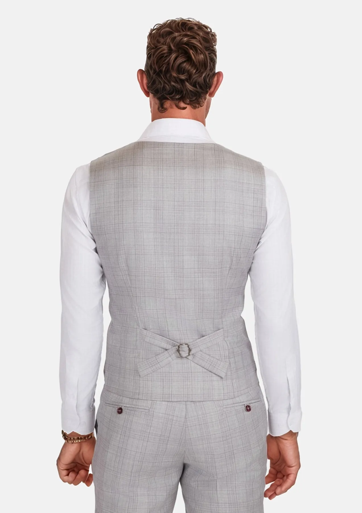 French Gray Checked Vest sold by Sartoro product image thumbnail 5