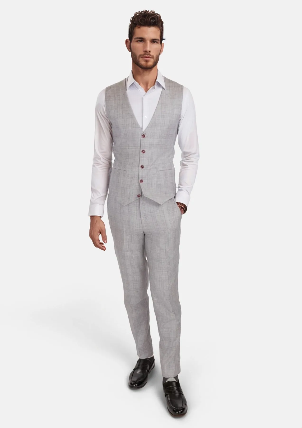 French Gray Checked Vest sold by Sartoro product image thumbnail 4