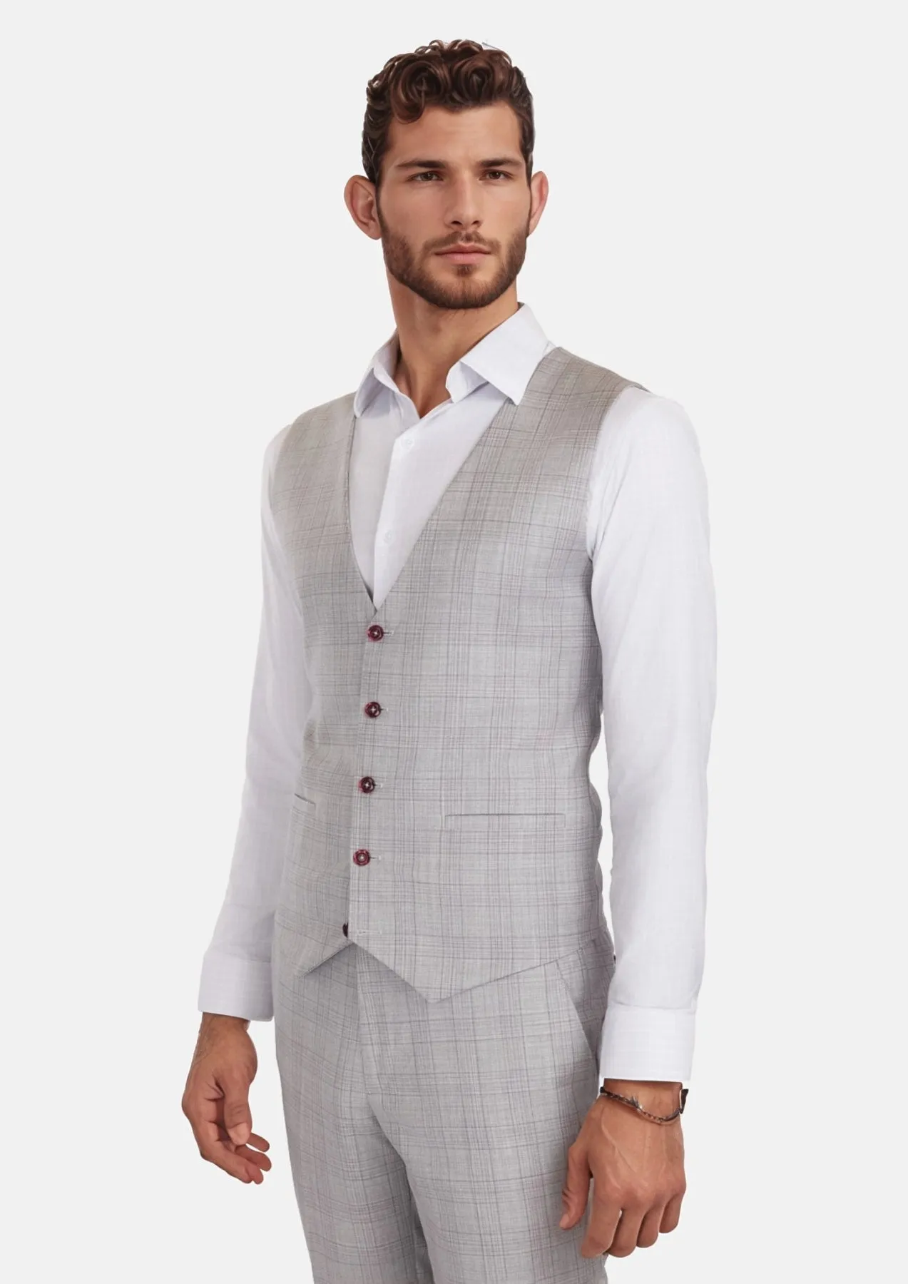 French Gray Checked Vest sold by Sartoro product image thumbnail 2