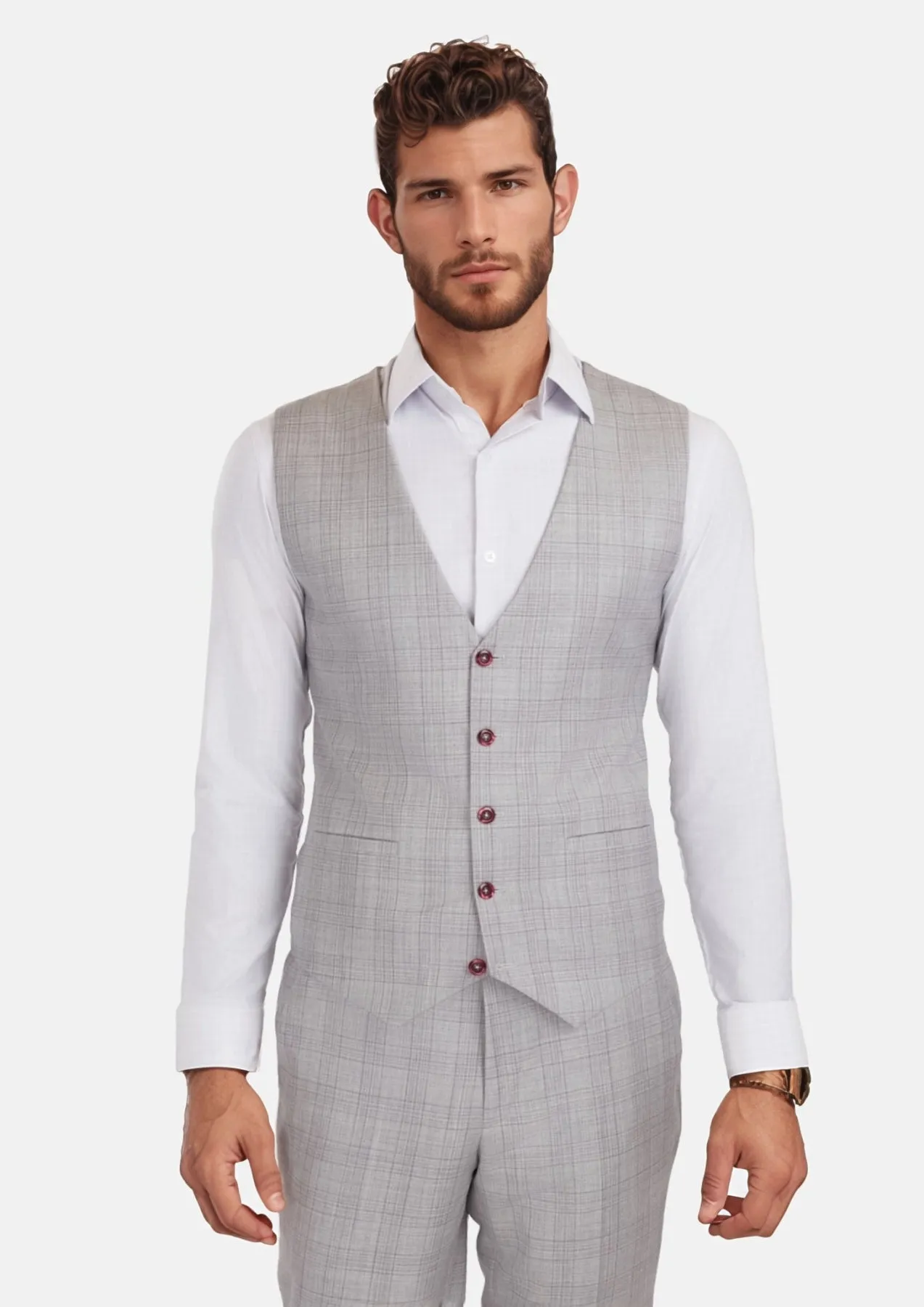 French Gray Checked Vest sold by Sartoro product image thumbnail 3