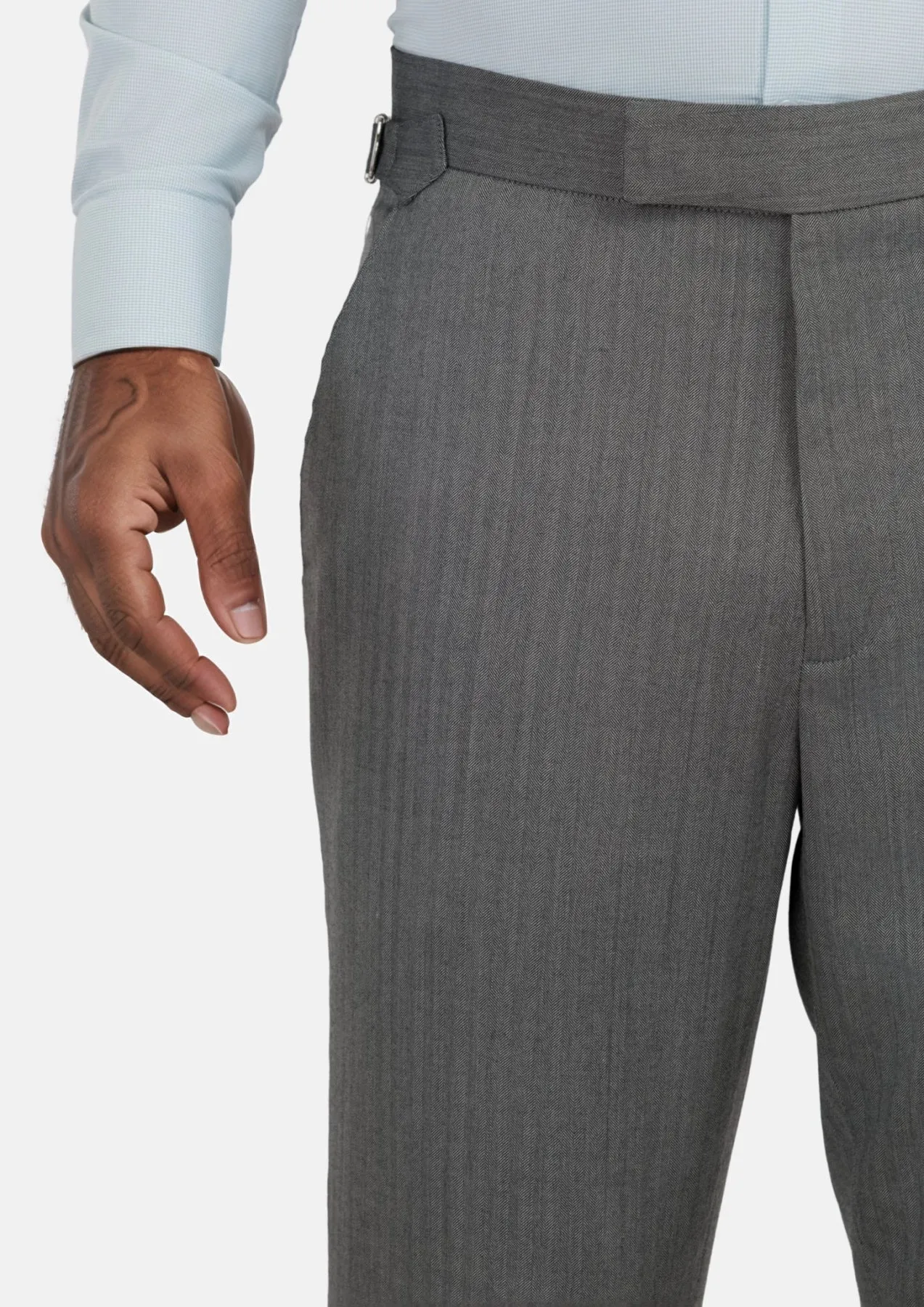 Mid Grey Herringbone Pants sold by Sartoro product image thumbnail 2