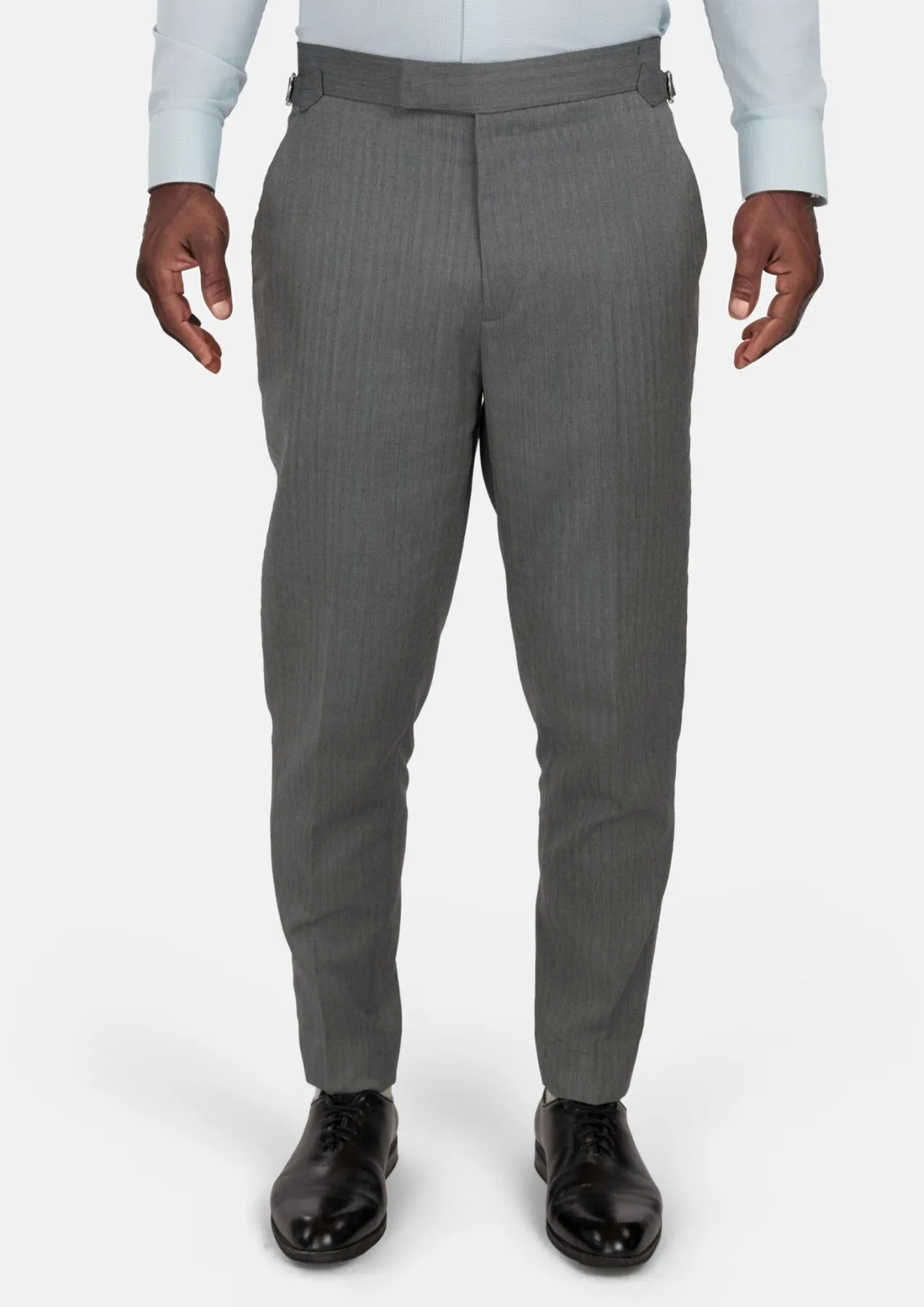 Mid Grey Herringbone Pants sold by Sartoro