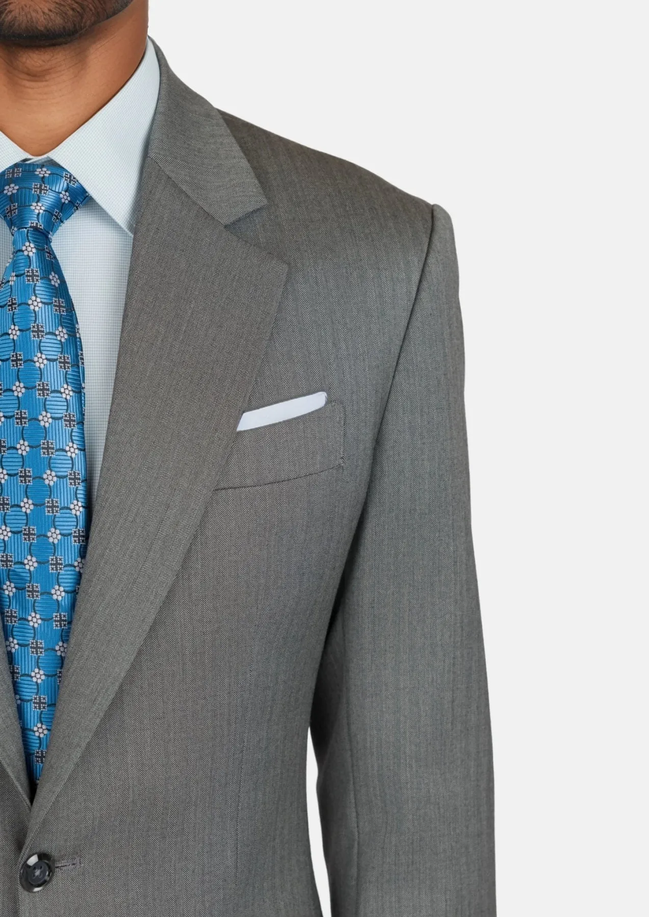 Mid Grey Herringbone Astor Jacket sold by Sartoro product image thumbnail 2