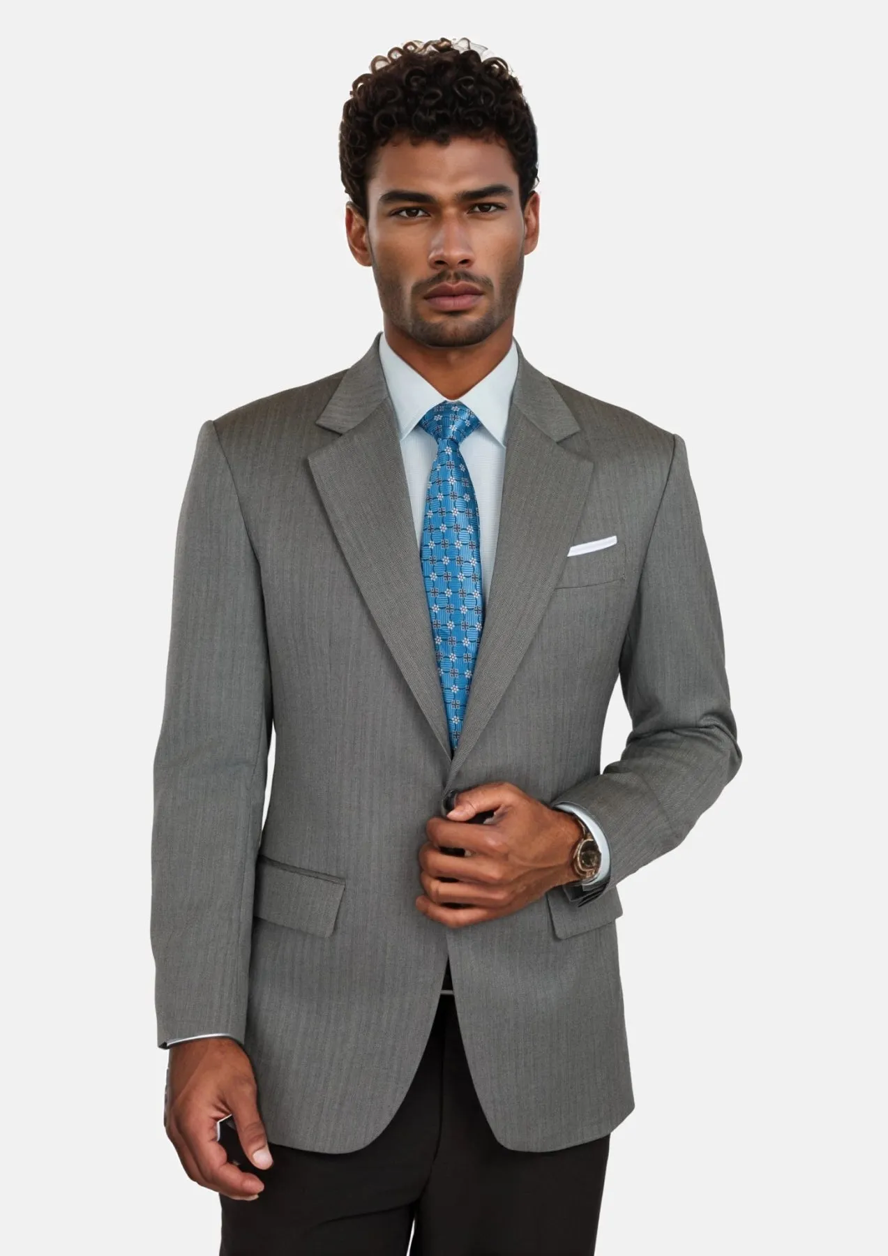 Mid Grey Herringbone Astor Jacket sold by Sartoro