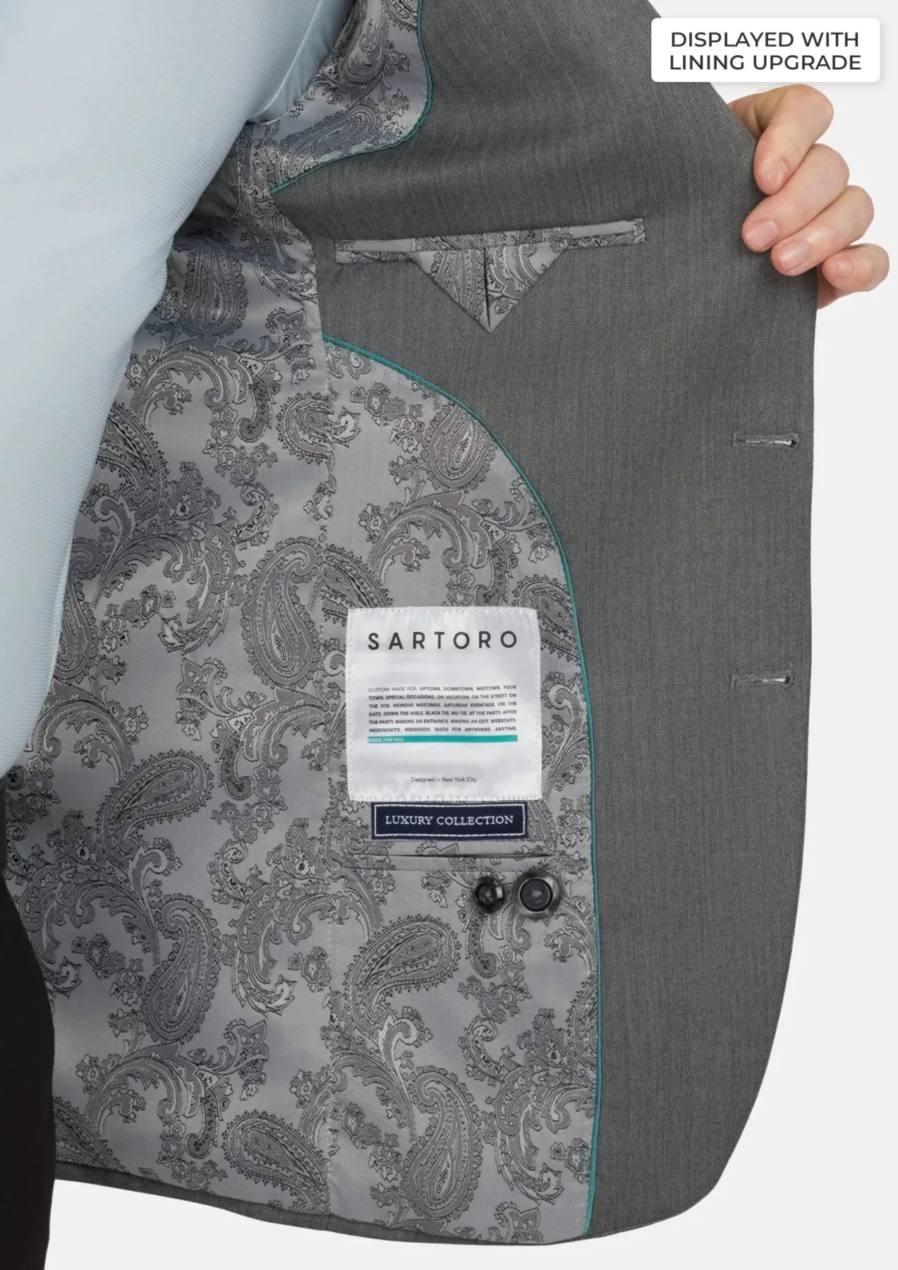Mid Grey Herringbone Astor Jacket sold by Sartoro product image thumbnail 4