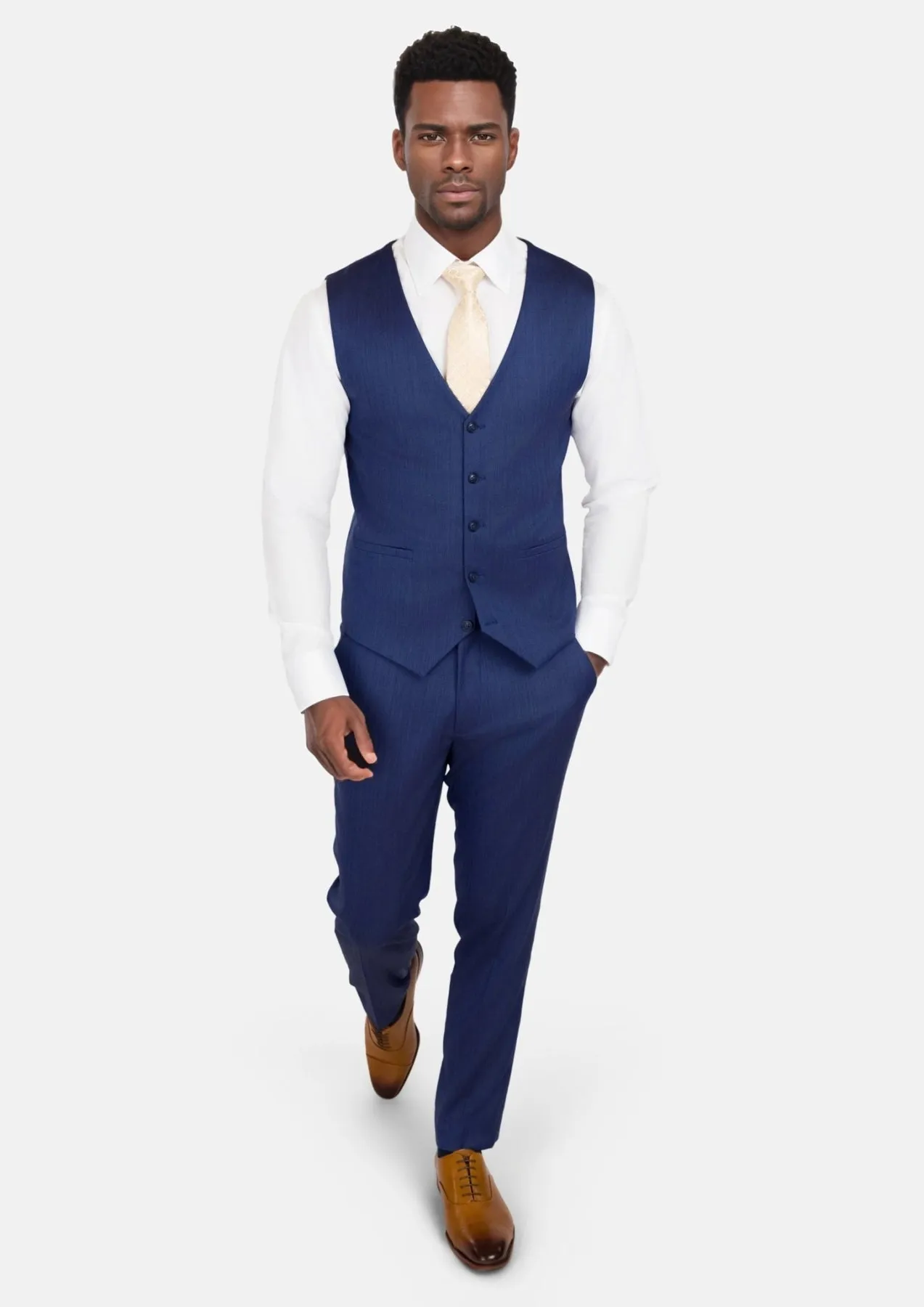 Royal Blue Herringbone Vest sold by Sartoro product image thumbnail 5