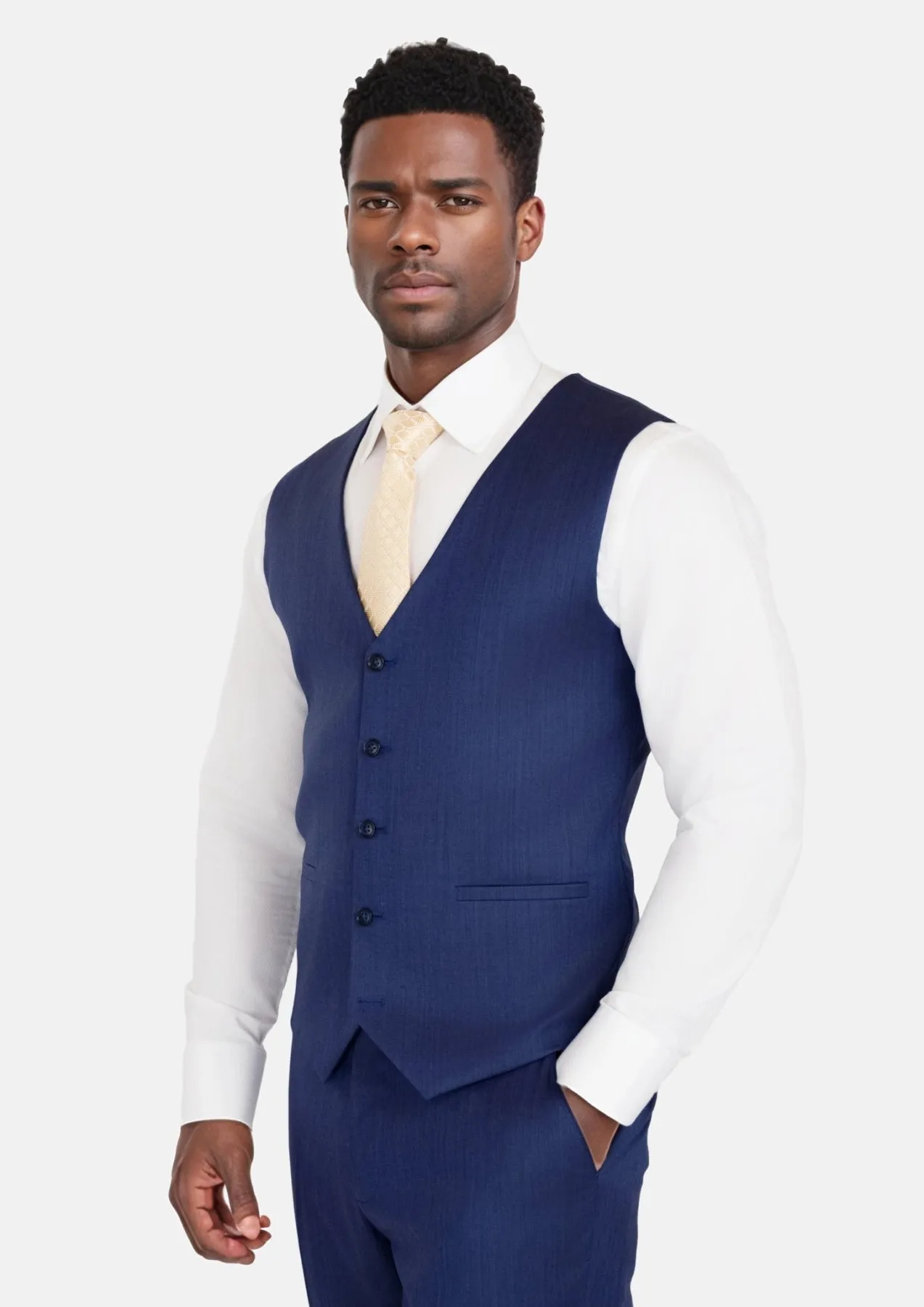 Royal Blue Herringbone Vest sold by Sartoro product image thumbnail 2