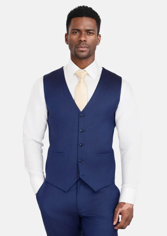 Royal Blue Herringbone Vest sold by Sartoro