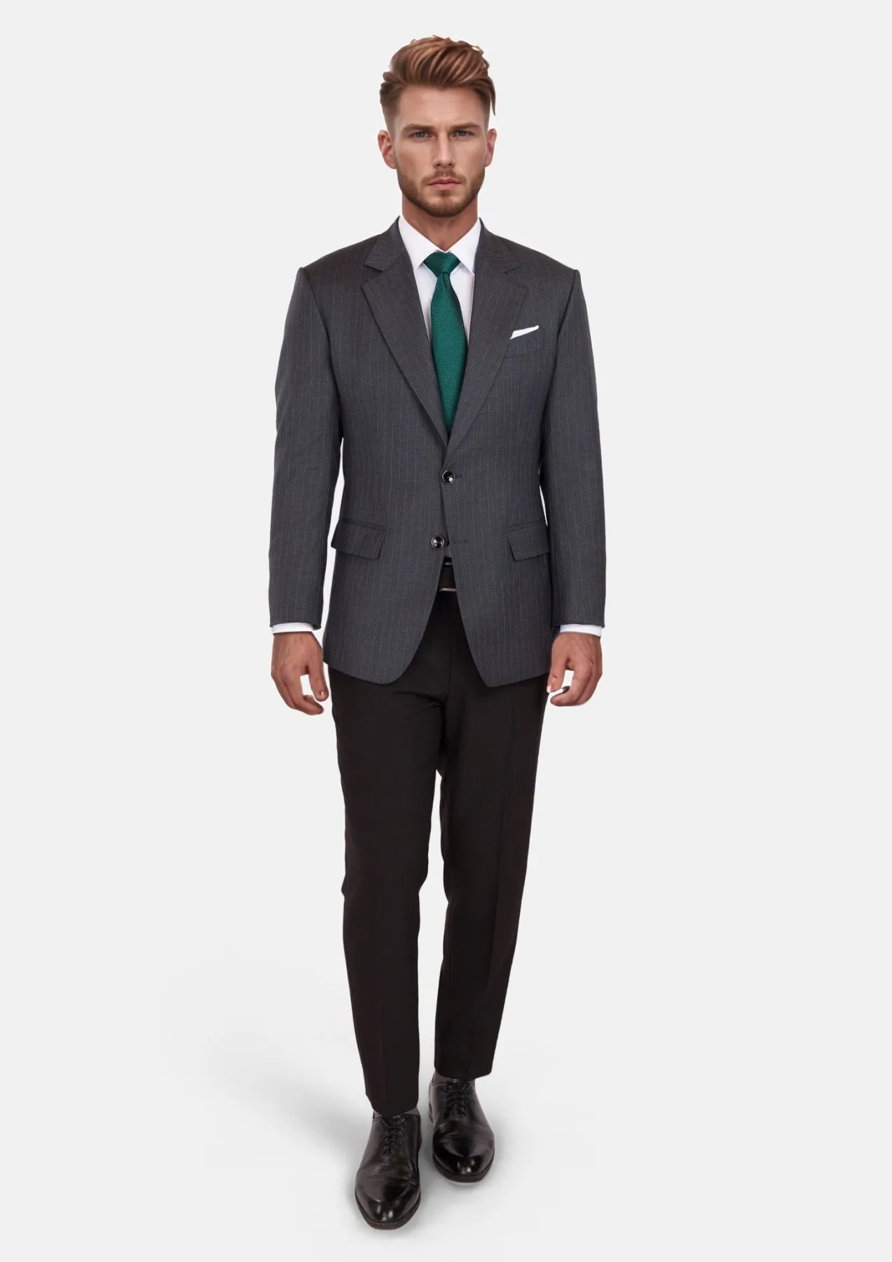 Charcoal Pinstripe Astor Jacket sold by Sartoro product image thumbnail 5