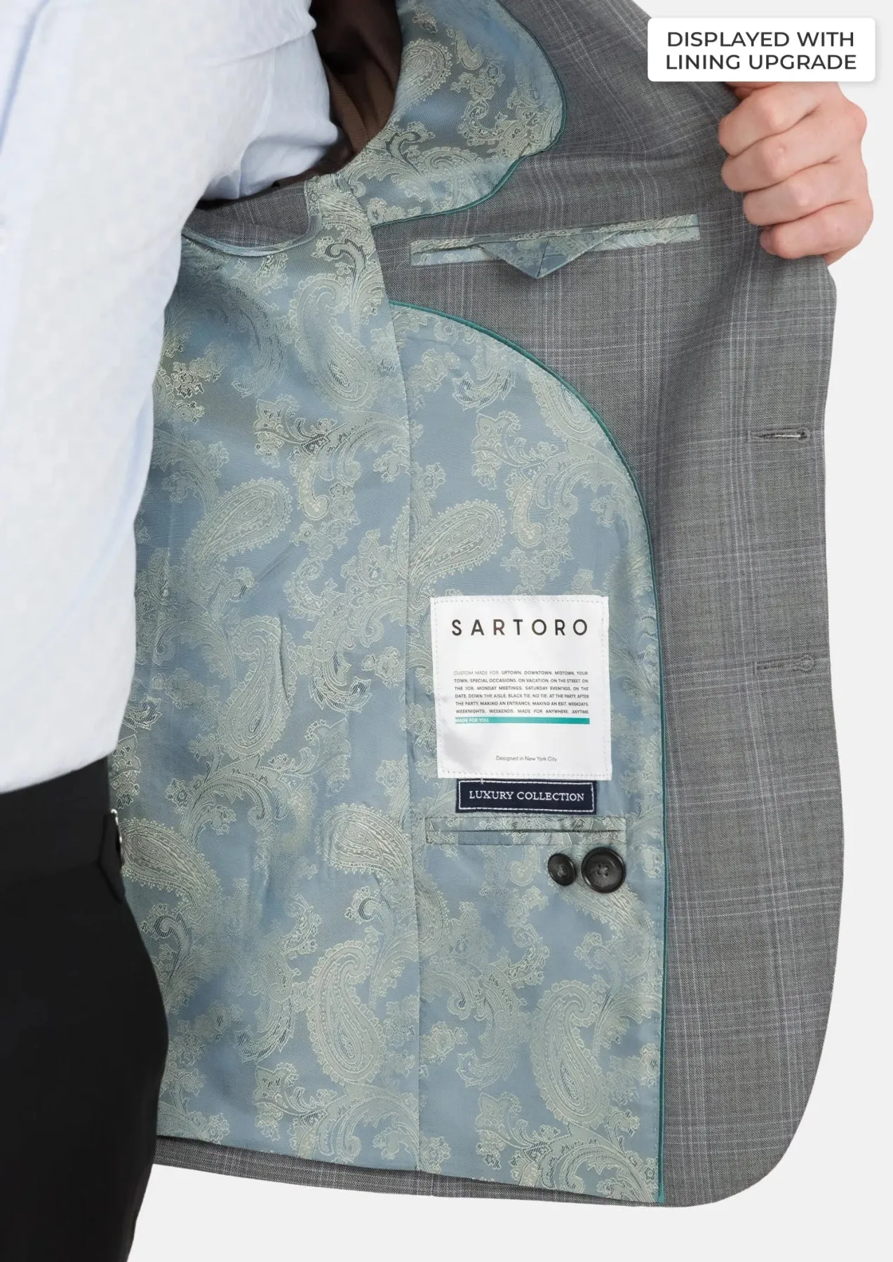 Smoke Grey Checked Astor Suit sold by Sartoro product image thumbnail 4