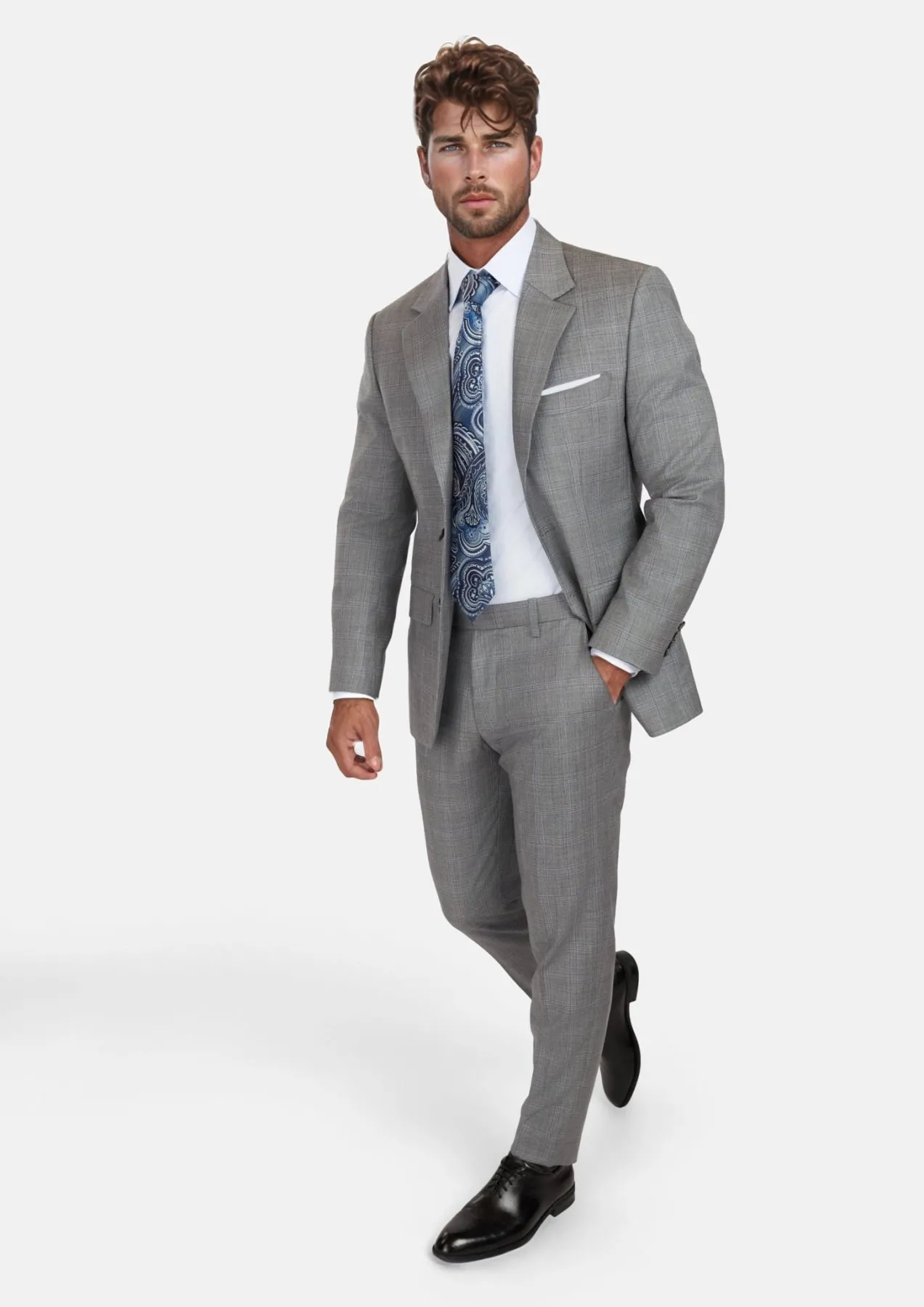 Smoke Grey Checked Astor Suit sold by Sartoro product image thumbnail 5
