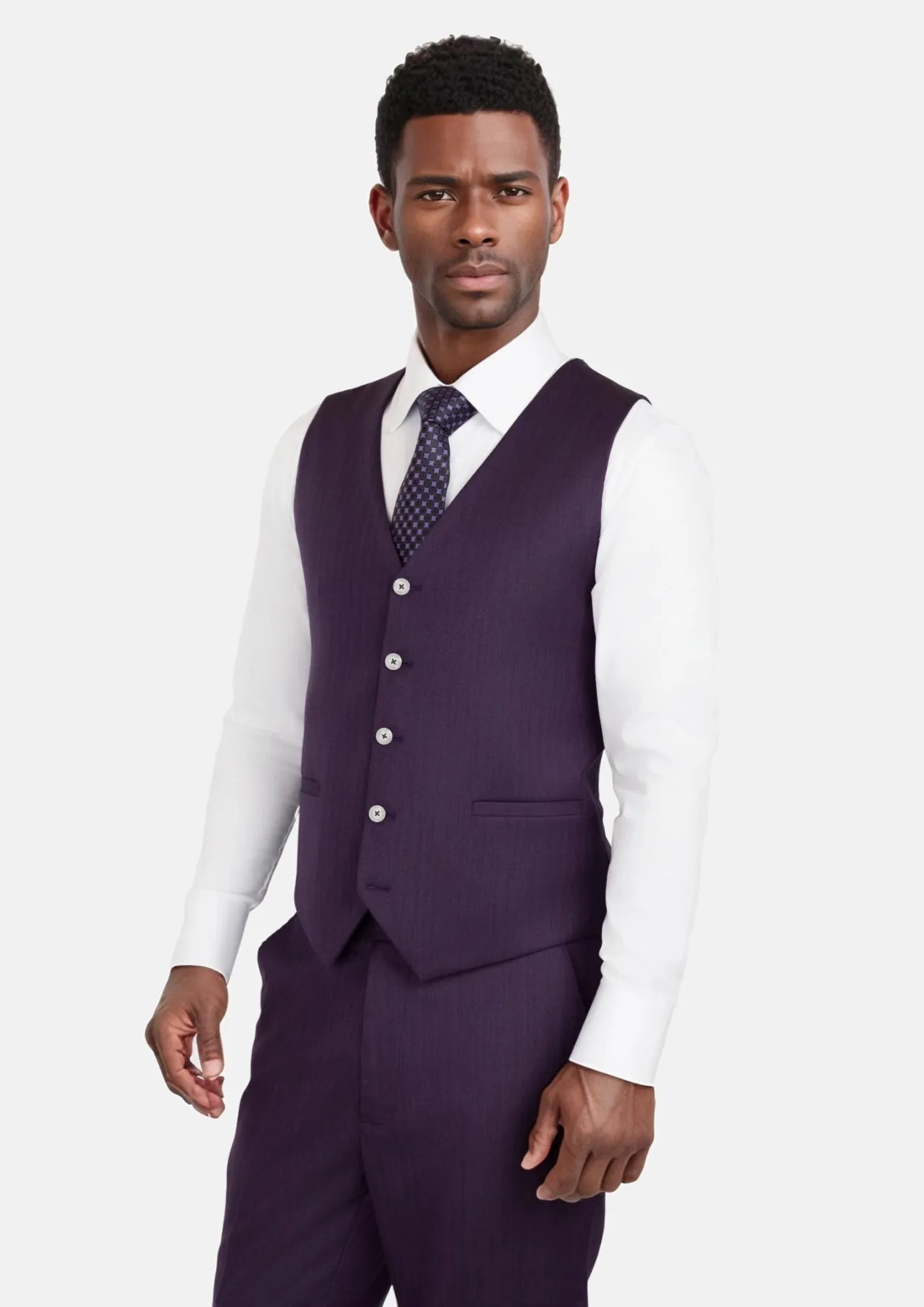 Violet Herringbone Vest sold by Sartoro product image thumbnail 2