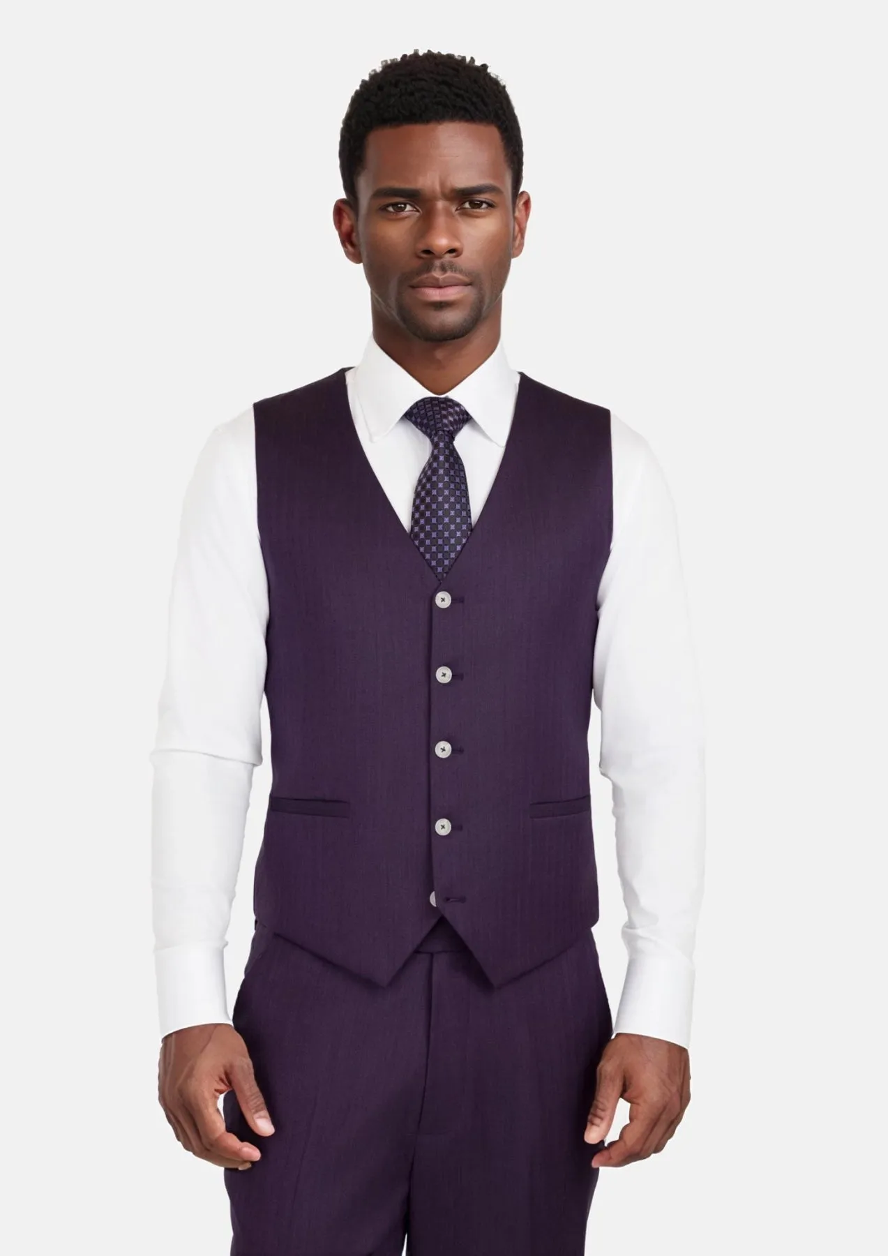 Violet Herringbone Vest sold by Sartoro