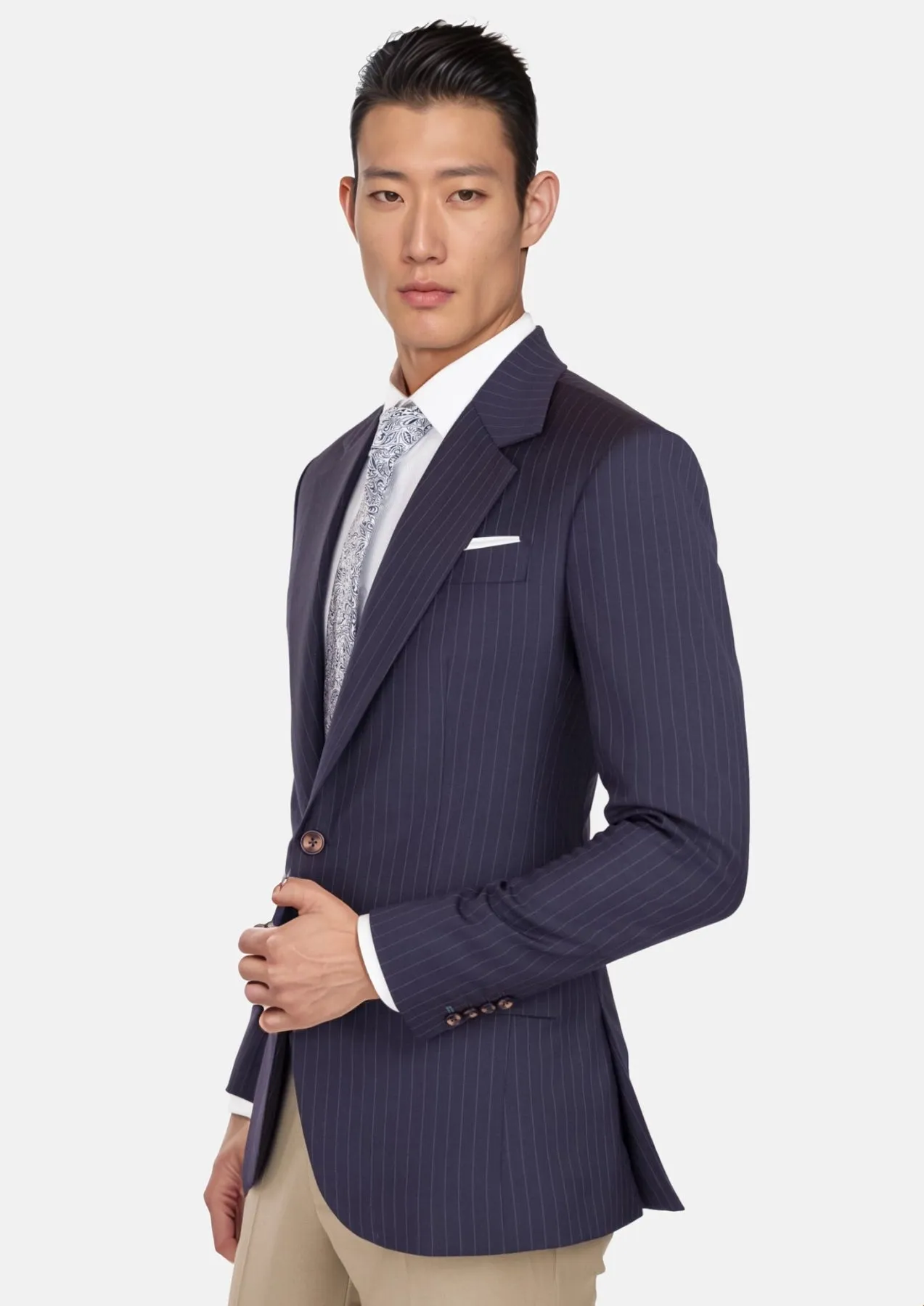 Midnight Blue Pinstripe Ellis Jacket sold by Sartoro product image thumbnail 3