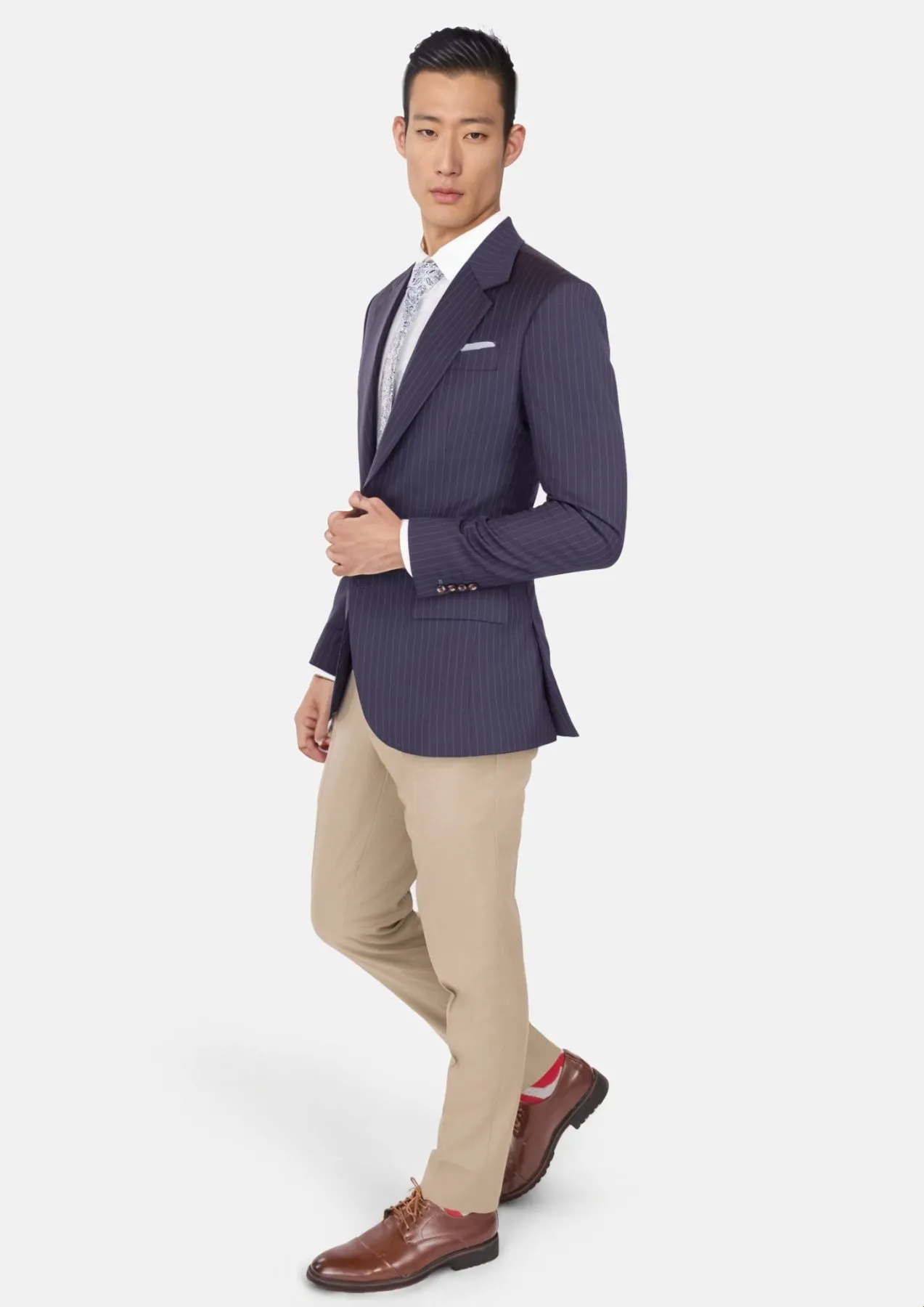 Midnight Blue Pinstripe Ellis Jacket sold by Sartoro product image thumbnail 5