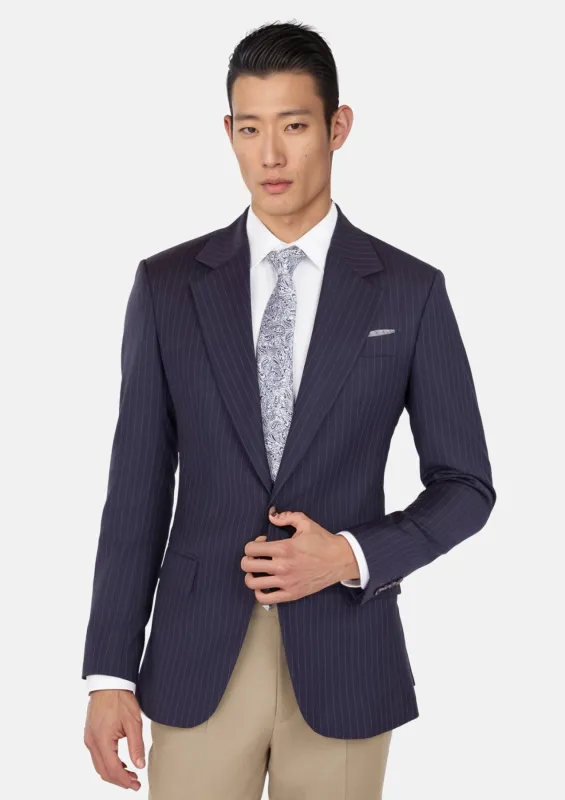 Midnight Blue Pinstripe Ellis Jacket sold by Sartoro