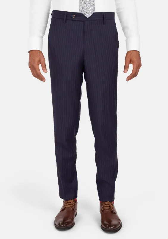 Midnight Blue Pinstripe Pants sold by Sartoro