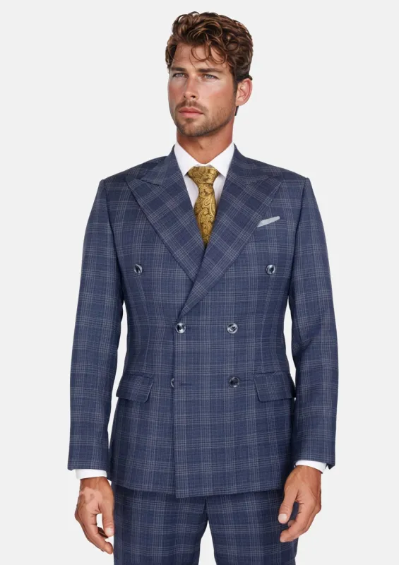 Admiral Navy Checked Waverly Suit sold by Sartoro
