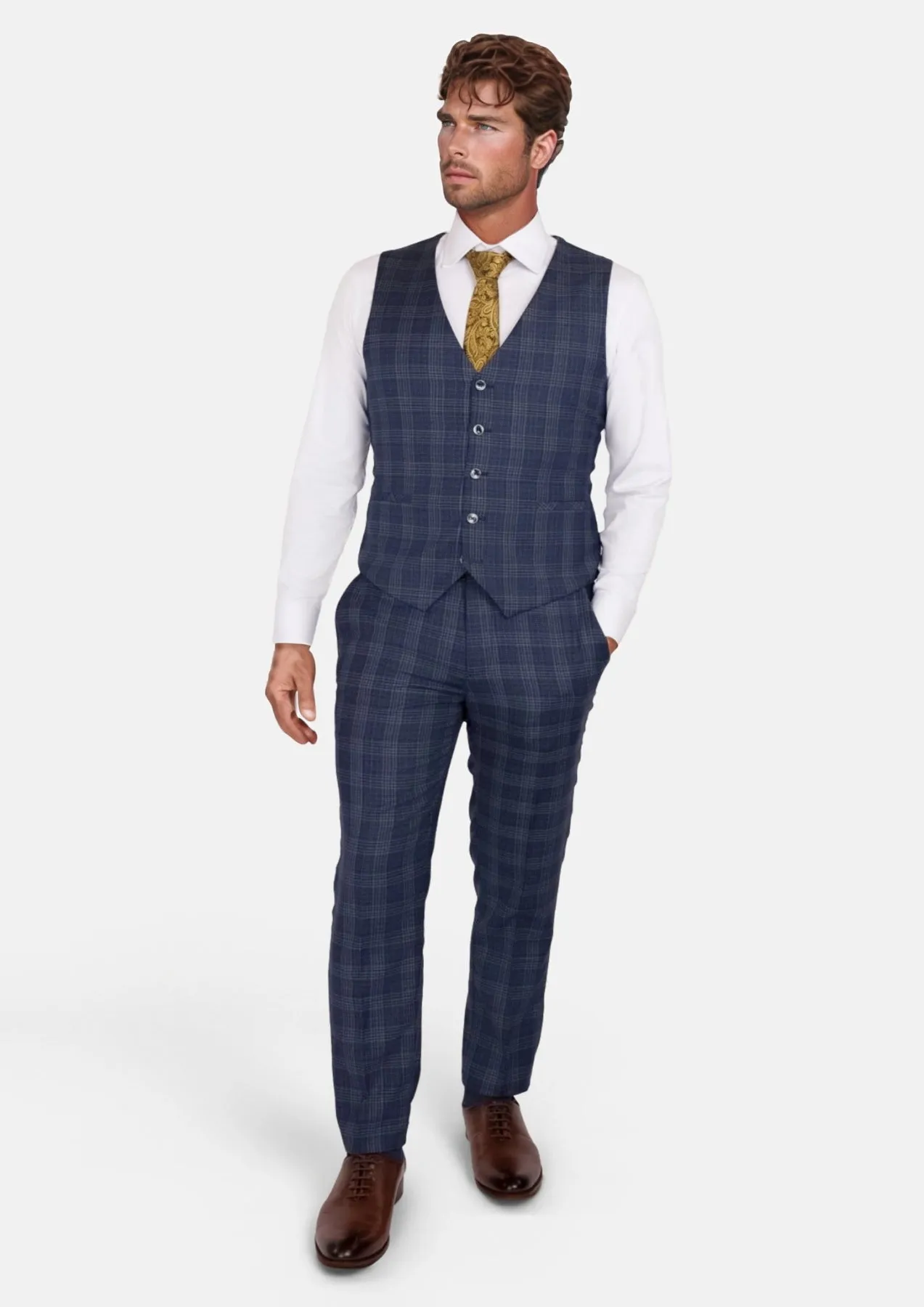 Admiral Navy Checked Vest sold by Sartoro product image thumbnail 5