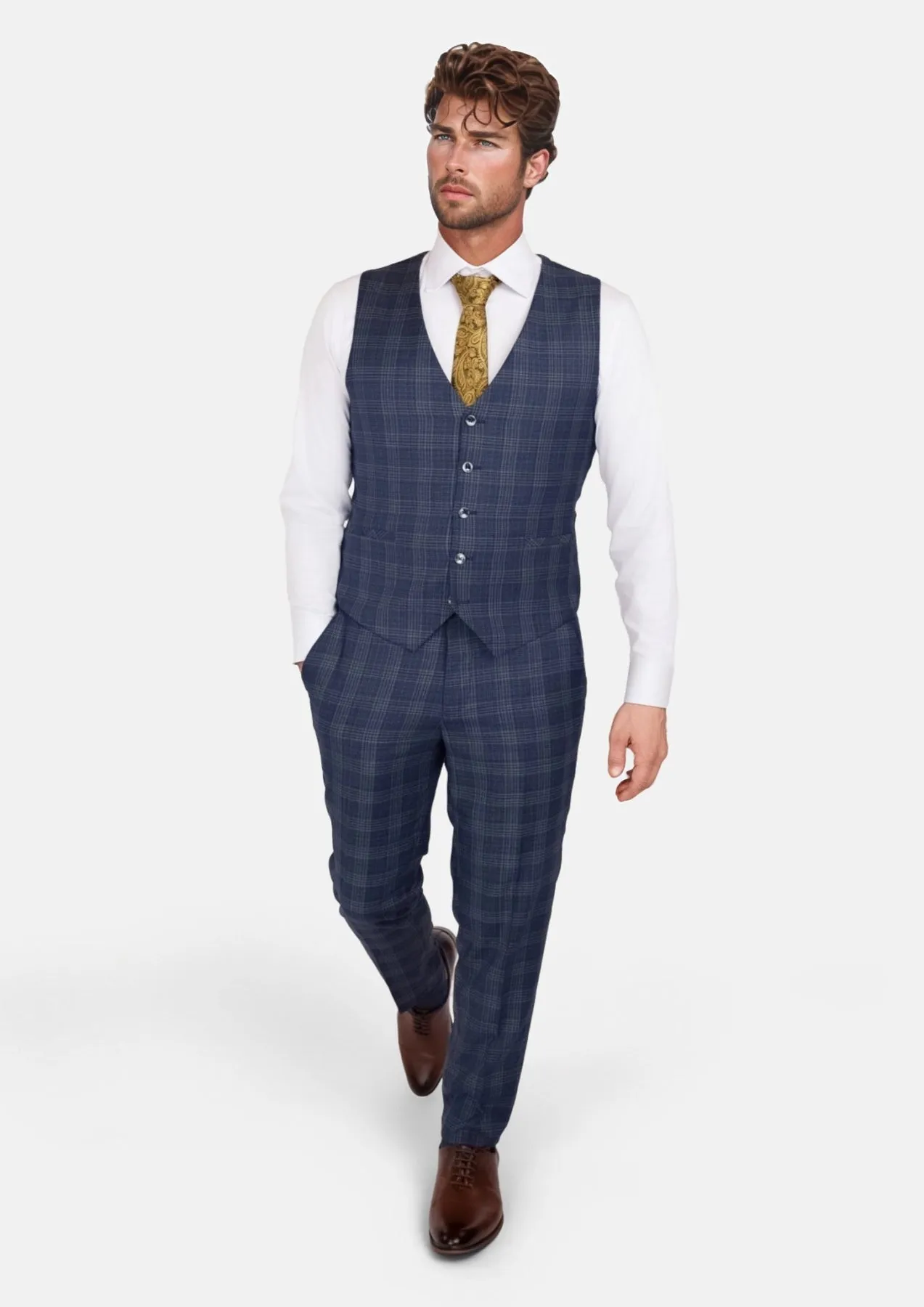 Admiral Navy Checked Vest sold by Sartoro product image thumbnail 4