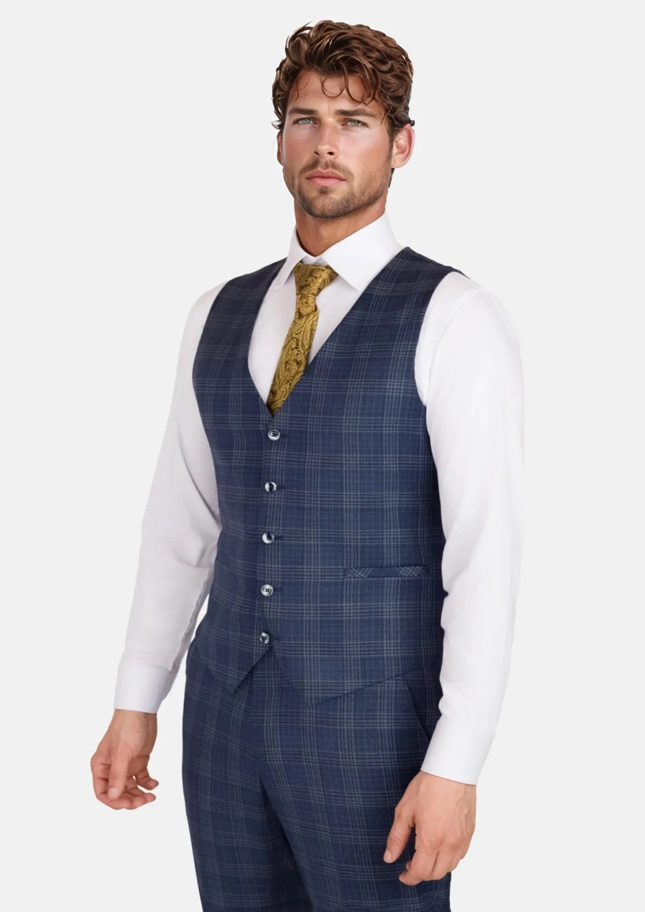Admiral Navy Checked Vest sold by Sartoro product image thumbnail 3