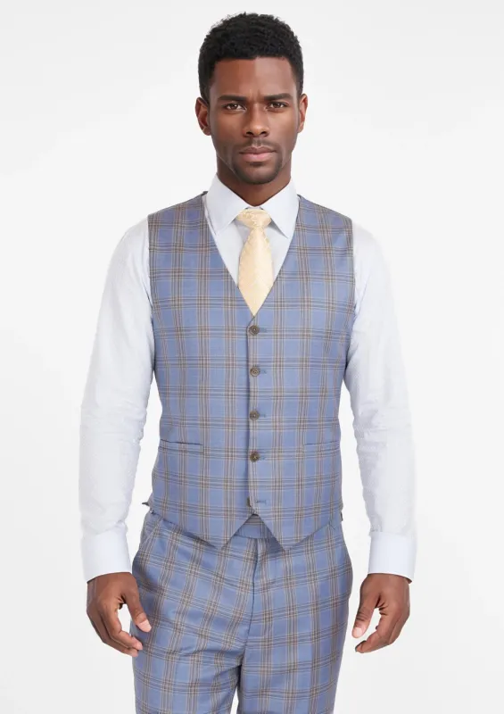 Vista Blue Checked Vest sold by Sartoro