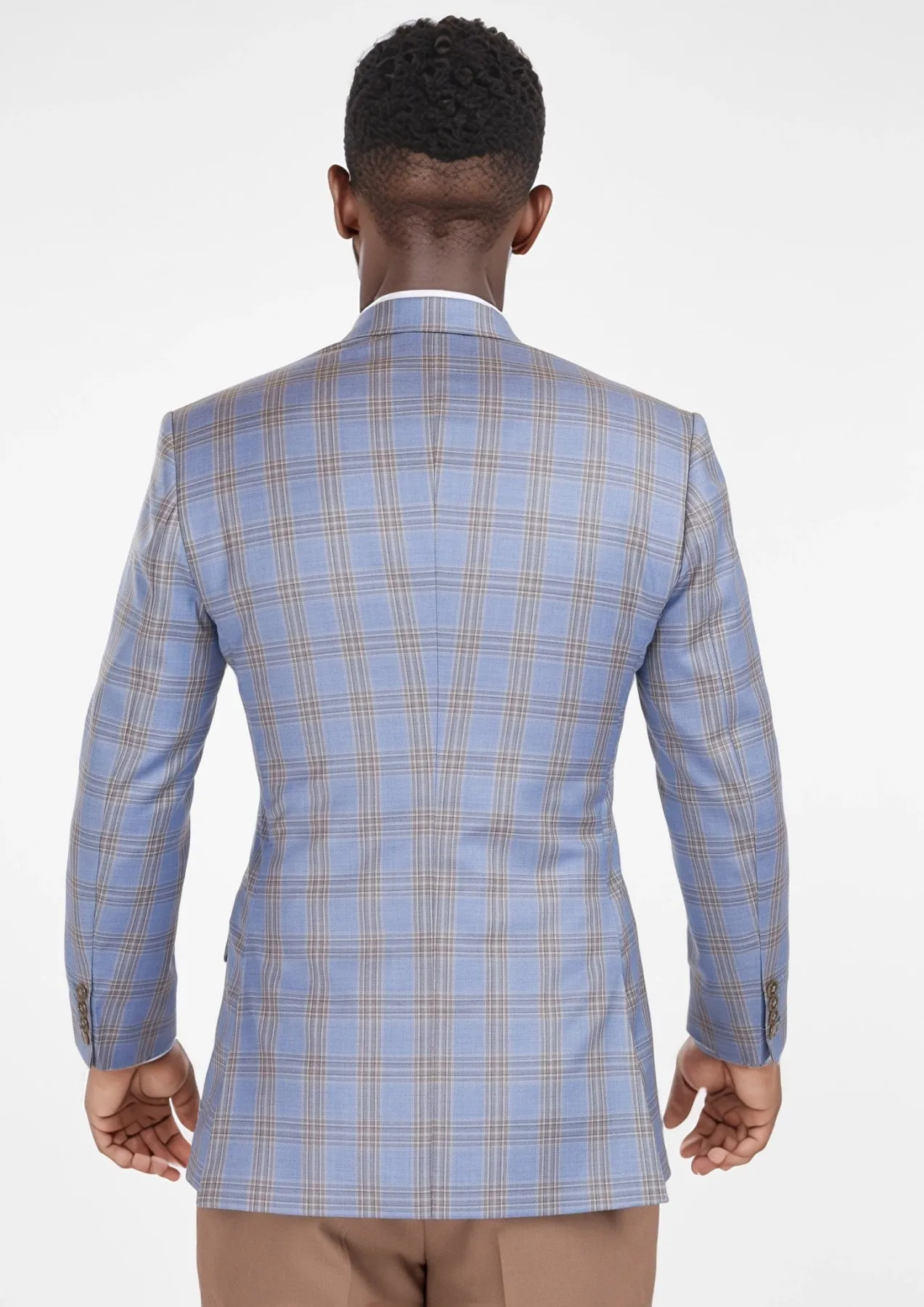 Vista Blue Checked Thompson Jacket sold by Sartoro product image thumbnail 5